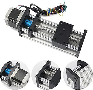 RATTMMOTOR EBX1605 200mm / 7.87" CNC Linear Stage Actuator, Double Optical Axis Linear Slide Rail and 1605 Ball Screw CNC Linear Motion Rail Guide with Nema23 Stepper Motor for DIY CNC Router Machine