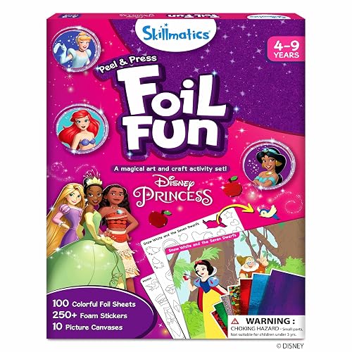Skillmatics Foil Fun - Disney Princess, Mess-Free Art & Craft Kits for Kids, DIY Creative Activity, Gifts for Boys & Girls Ages 4, 5, 6, 7, 8, 9