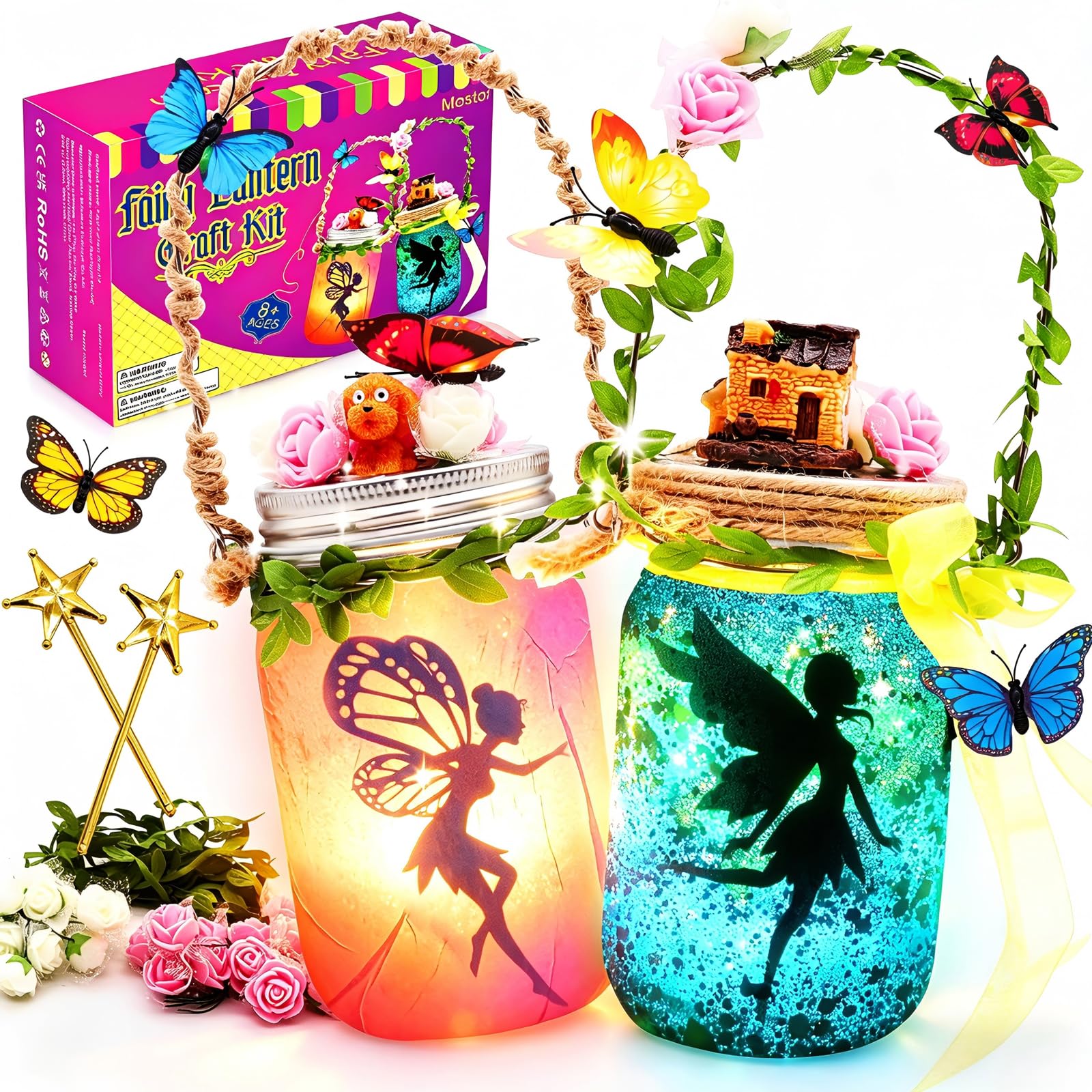 Mostof Geschenk für Mädchen, Fee Laternen-Bastelset für Kinder 6-12 – Einmachglas-Nachtlicht mit Fernbedienung, DIY Kreative Aktivitäten für Geburtstagsfeier und Schule