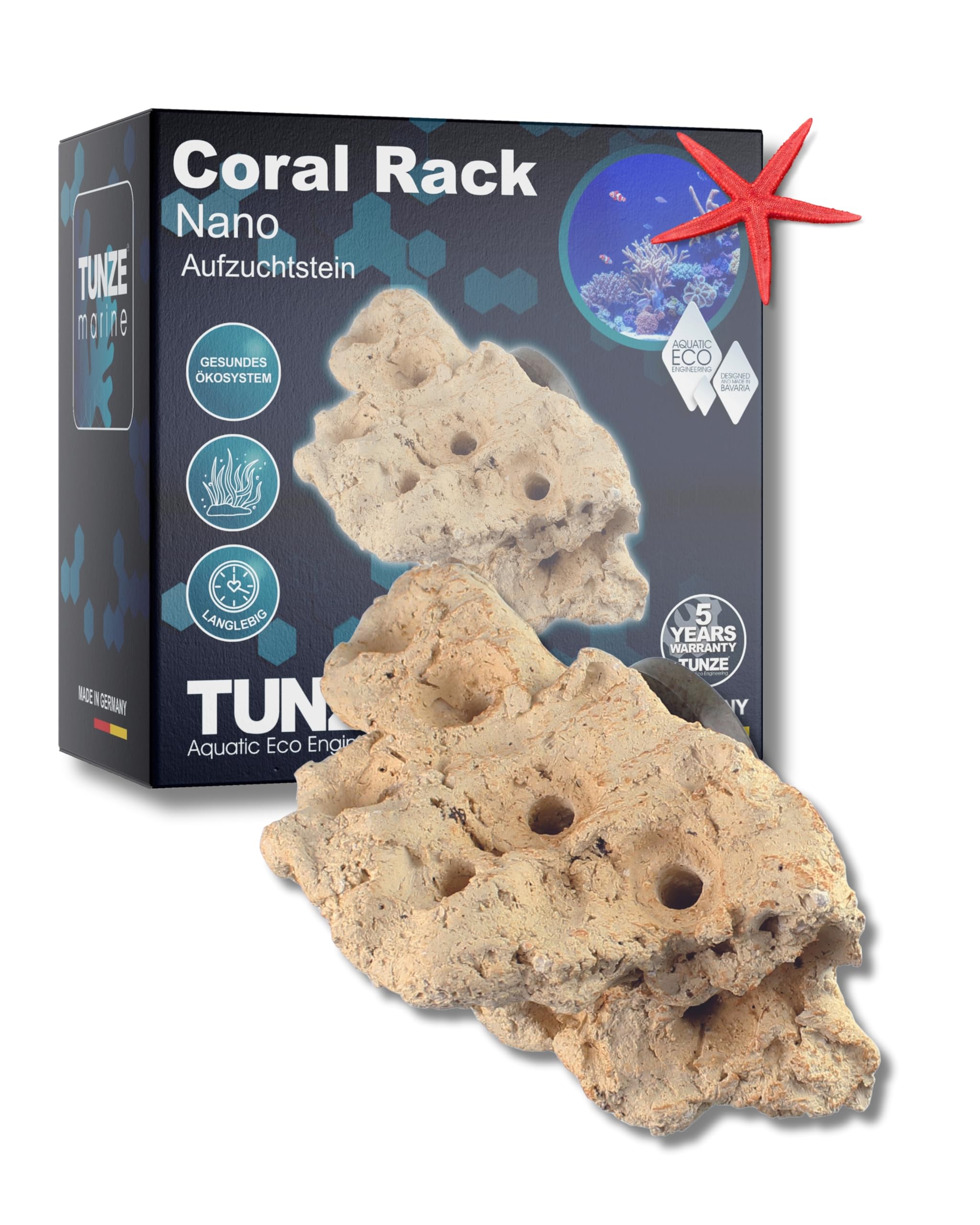 Tunze Coral Rack Nano I Keramikstein für die Platzierung von Korallen I Aquarium-Deko mit starker Magnethalterung I wachsender Stein für Korallenaufzucht in Süßwasser & Meerwasser