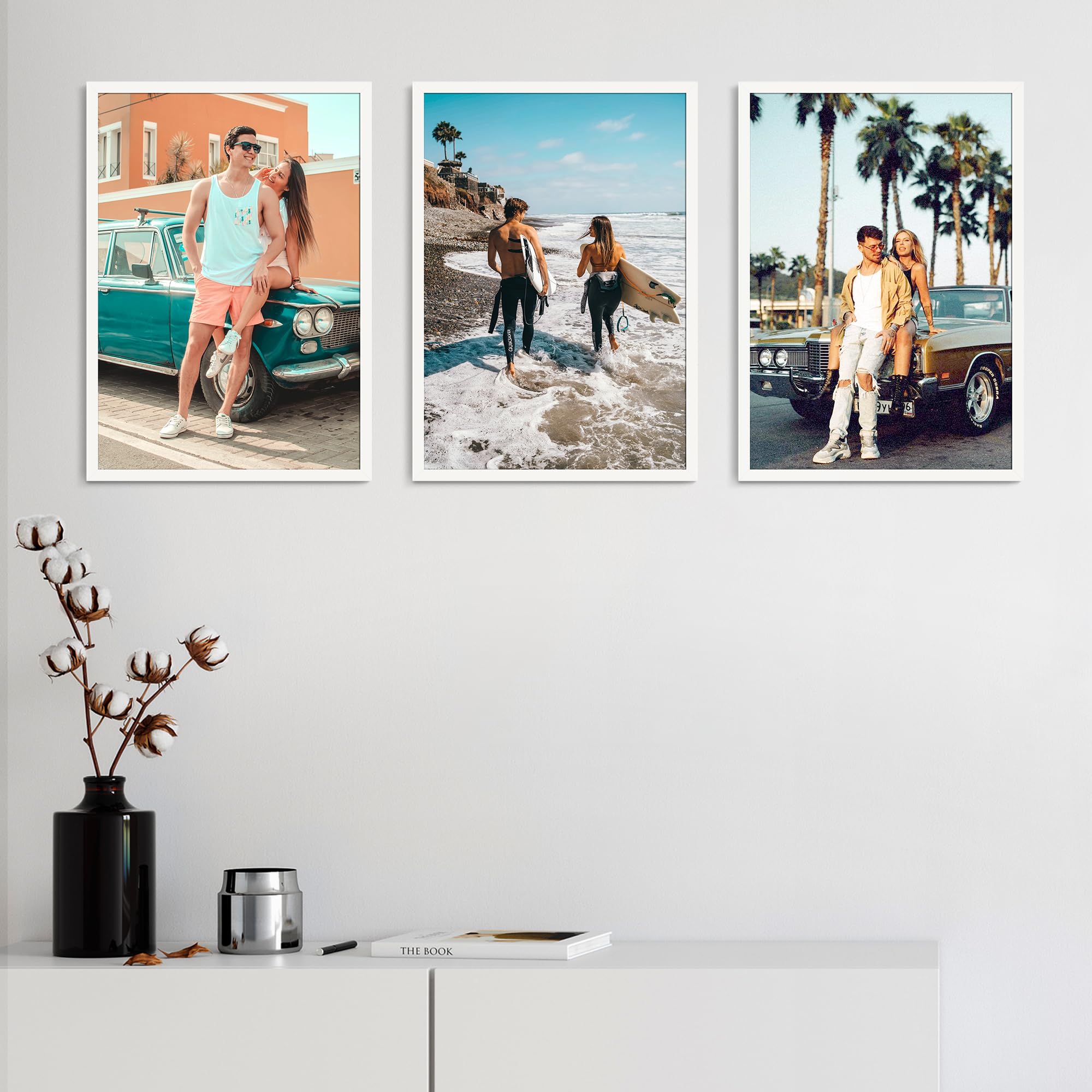 upsimples Confezione da 3 Cornice A3, Cornici A3 Blanc, Montaggio a Parete Orizzontale o Verticale con Strisce Scorrevoli, Per Galleria Fotografica