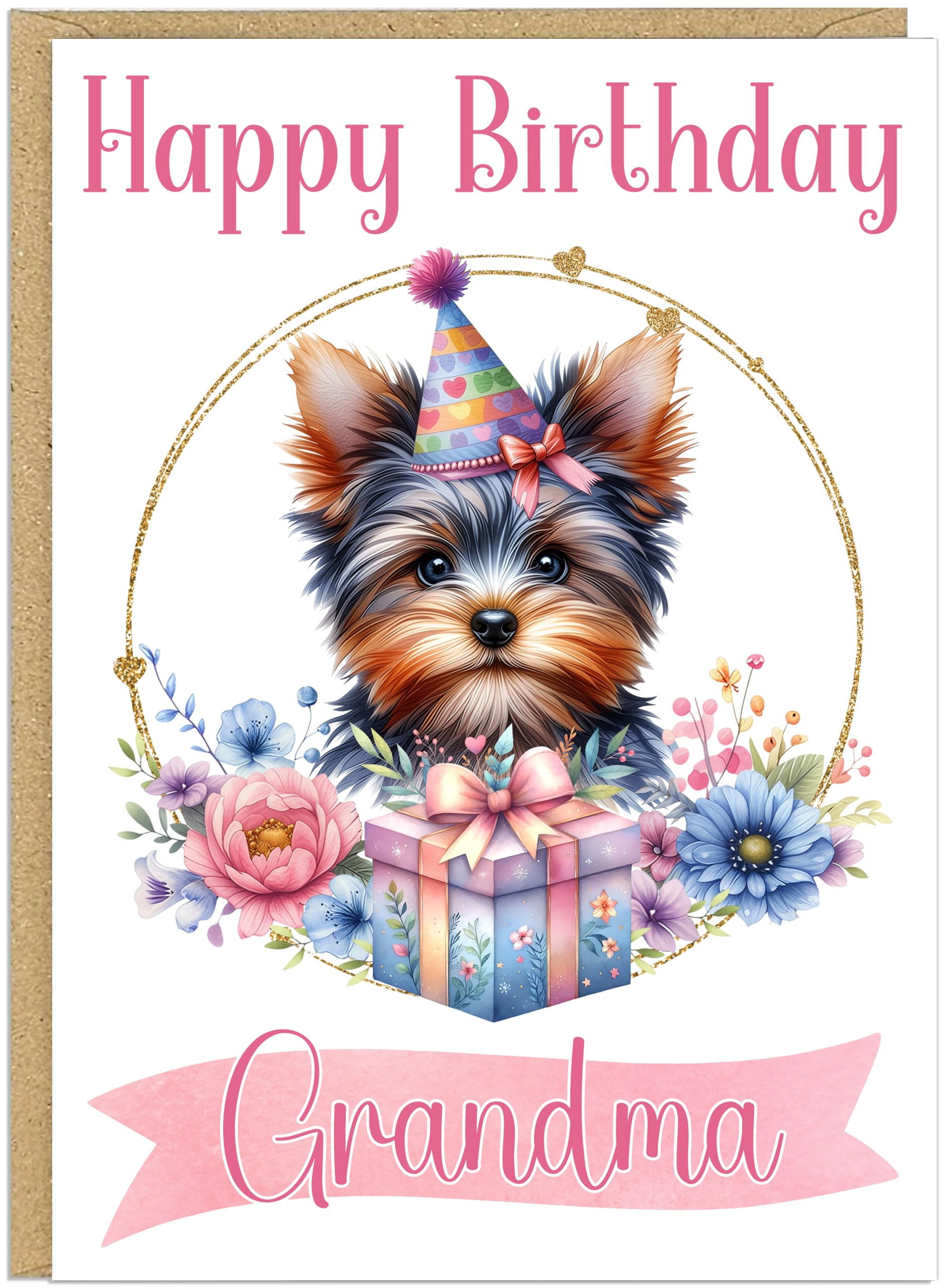 Personalised Happy Birthday Card For Females - Add Custom Own Name Dog Breed Pet Lover Greetings Cards - Cute Doggy Birthday A5 Greetings Card (Yorkshire Terrier)