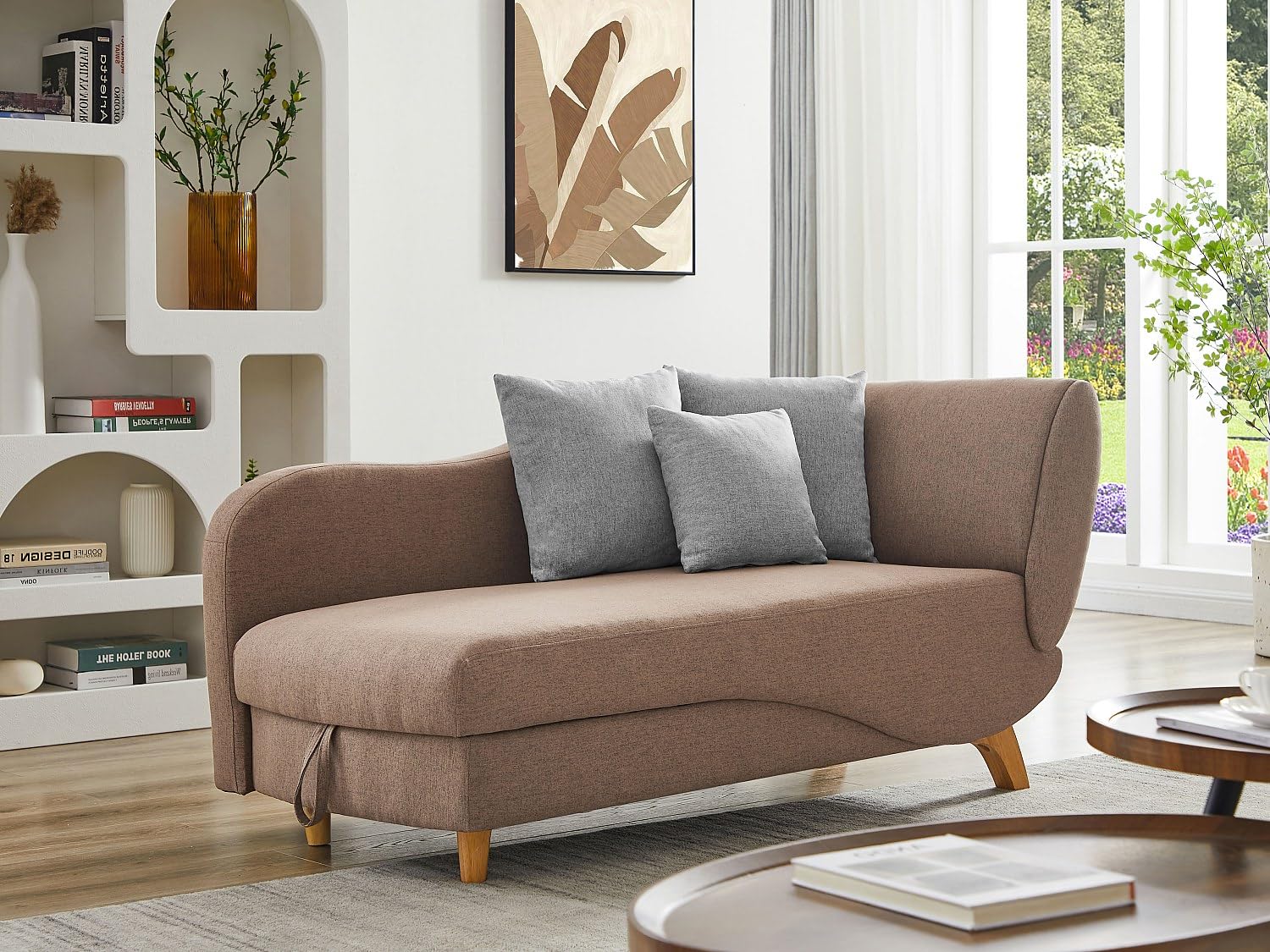 Vente-unique Recamiere mit Schlaffunktion & Stauraum - Ecke rechts - Stoff - Braun - Penelope