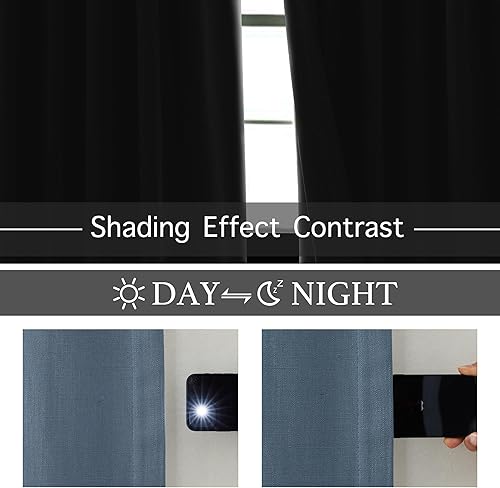 Miniatura 5 de KGORGE Cortinas de lino sintético azul de 120 pulgadas de largo, cortinas opacas naturales de lino para oscurecer la privacidad, tratamiento de
