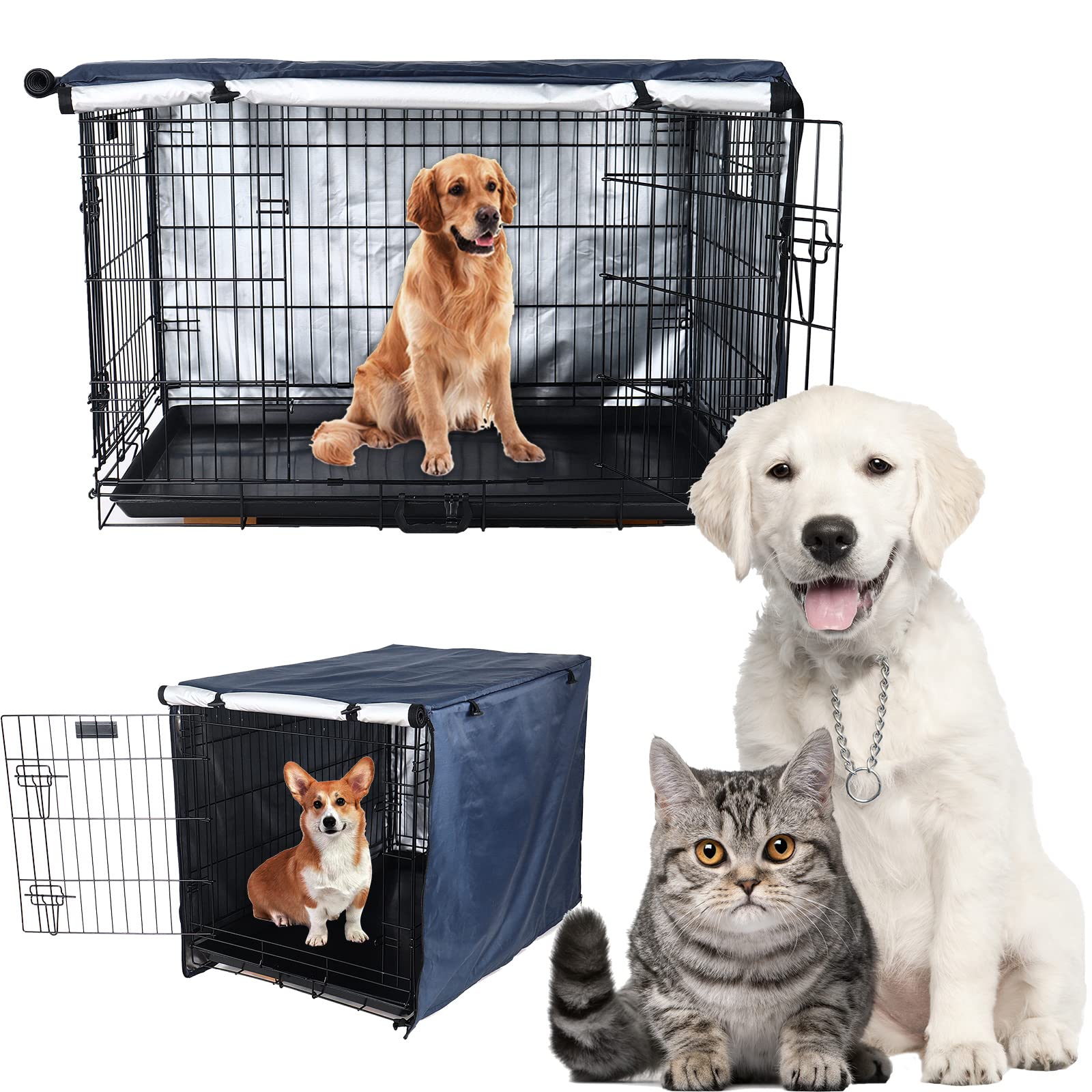 Hundekäfig Abdeckung für Drahtkäfige 94x61x63.5cm Hundebox Abdeckung Winddicht Langlebig Schwarz für Hundehütten Hundekäfig Zubehör Innen Draussen Zuhause