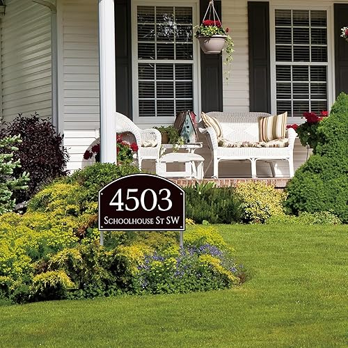 Miniatura 3 de Letrero de Dirección de Casa con Arco de Metal, Placa de Dirección para Exteriores, Letrero Personalizado de Nombre de Calle y Número de Casa, con