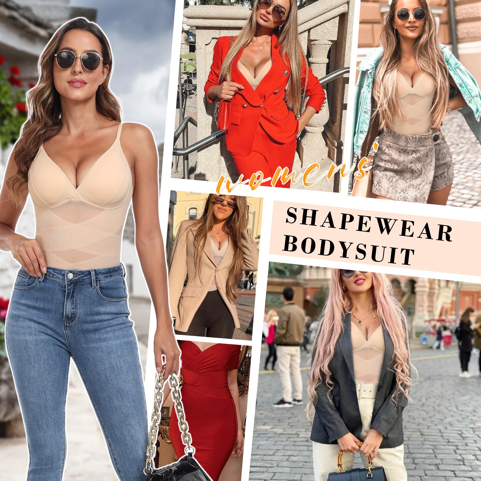 Tuopuda Body Gainant Femme Ventre Plat Sculptant Bodysuit Shaper avec Soutien-Gorge String Minceur Shapewear Gaine Amincissante Lingerie Camisole Top Chic Élégant