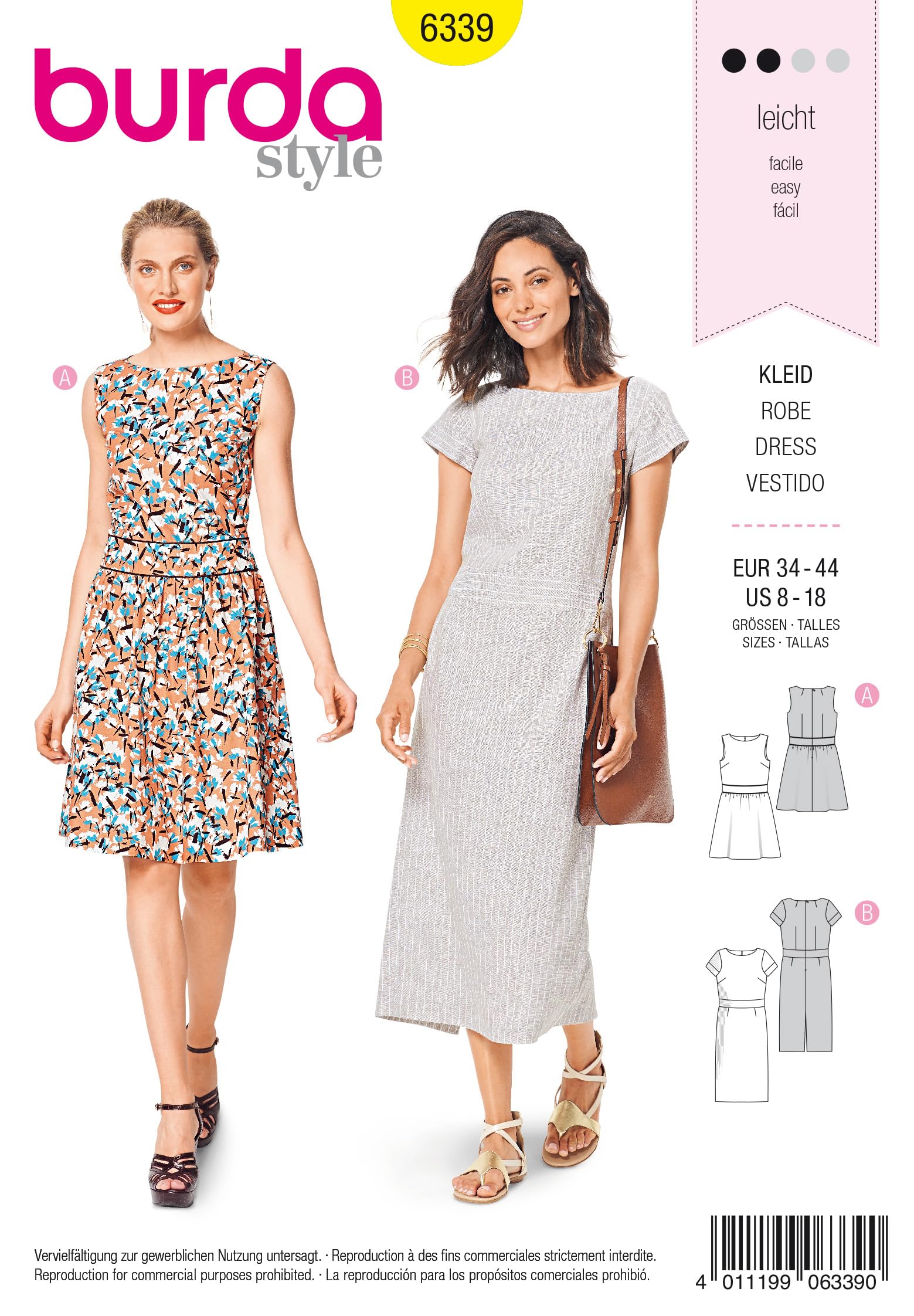 Burda Style Sewing Pattern B6339 Misses' Dress with Waistband