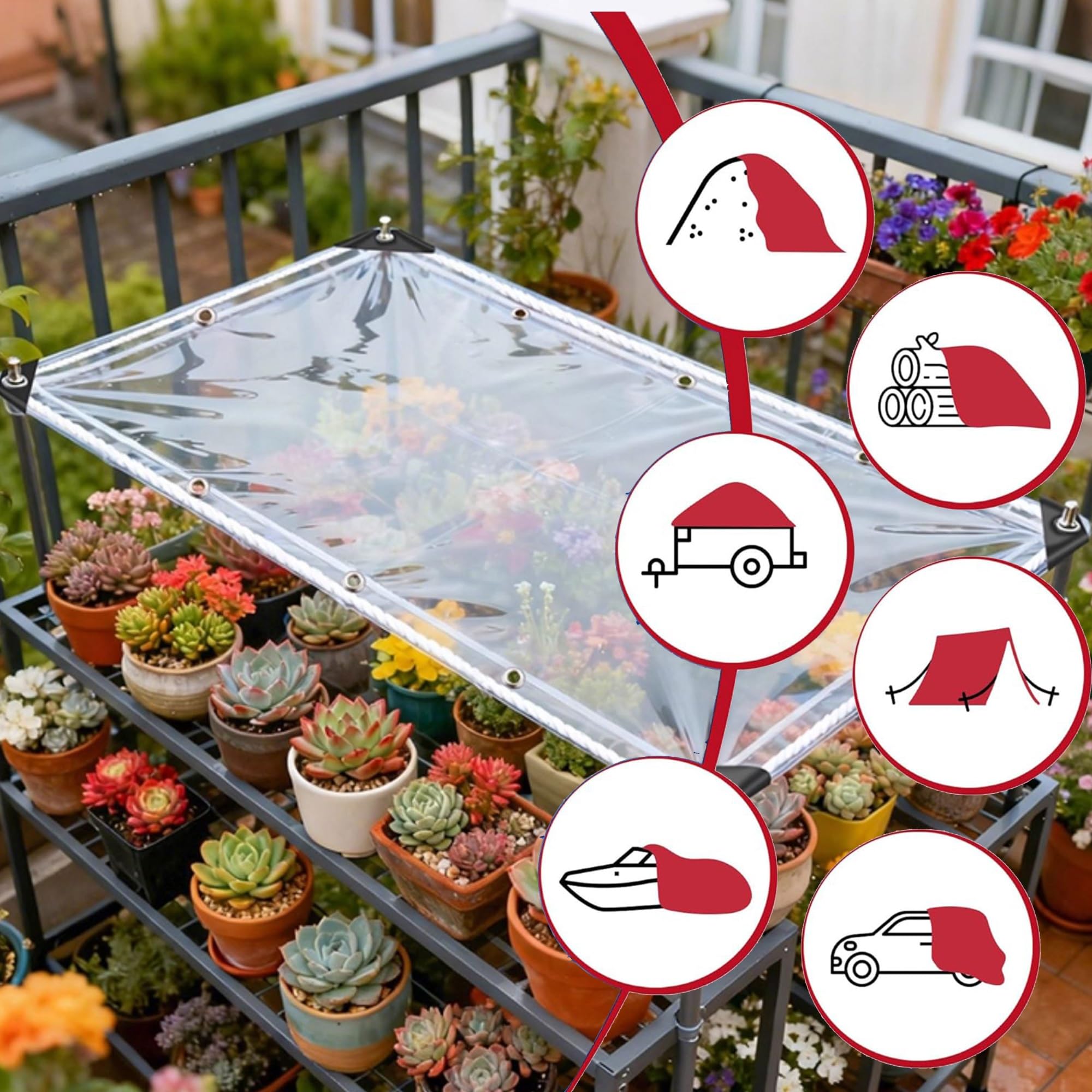 Abdeckplane PVC 2x3m Wasserdicht LKW Plane mit Ösen, Schutzplane Gewebeplane für Gartenmöbel Holz Trampolin Poll Auto, Reißfest Beidseitig Beschichtet,transparent