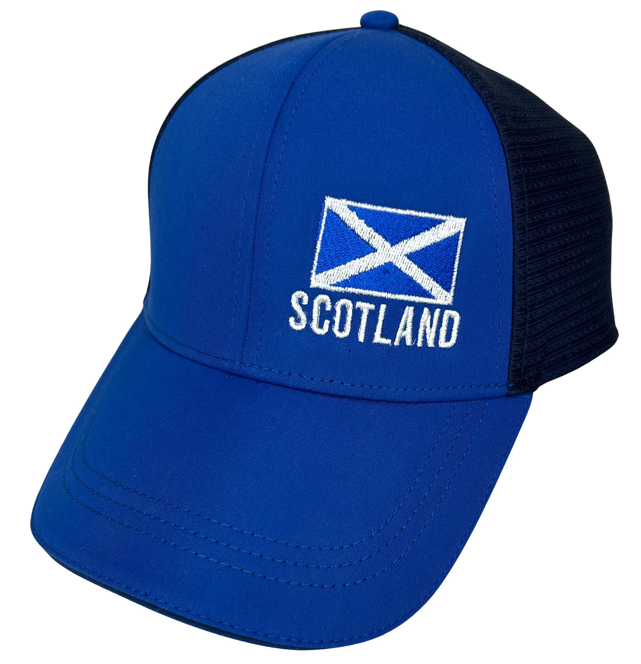 Teddyt's Men's White Scotland Flag Scottish Breathable Baseball Cap Hat (Royal Blue)