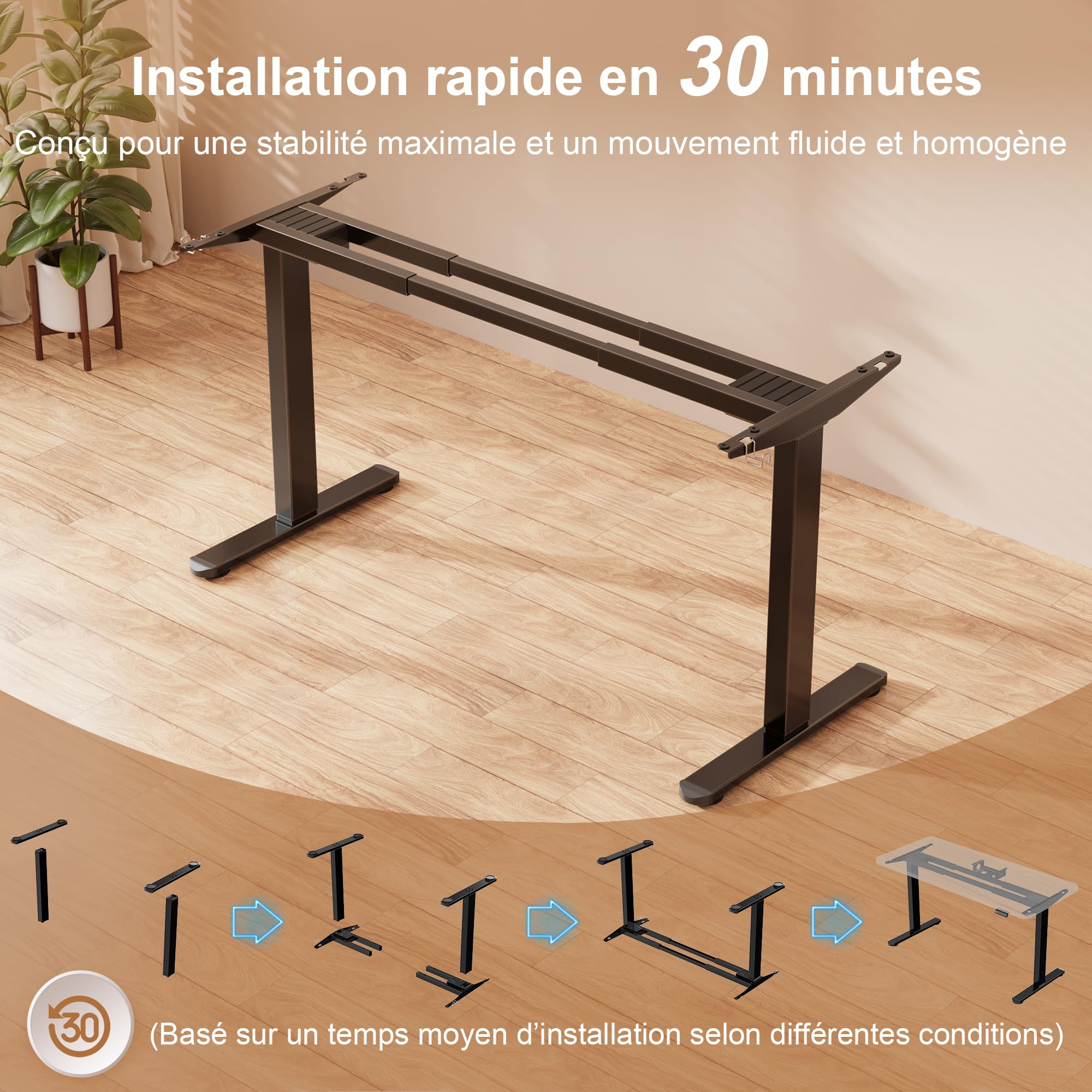 Homall Cadre de Bureau Assis Debout réglable électrique à 2 Moteurs, piètement de Table Qui Monte et Qui descend. Panneau de Contrôle à Fonctions Mémoires, capacité de Charge de 120 kg (Noir)