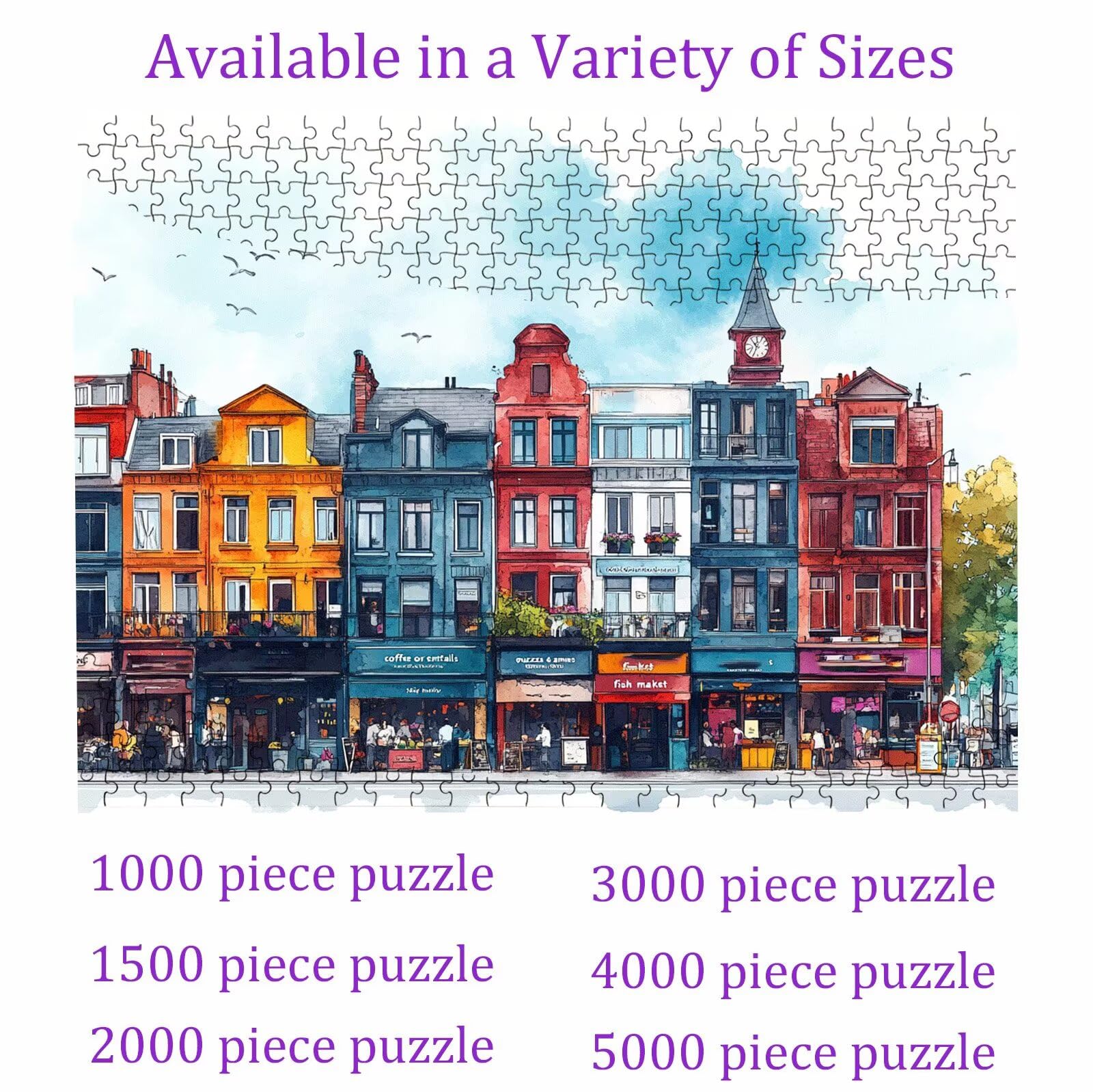 Puzzle 3000 elementów abstrakcyjnych domów (3) - duże drewniane puzzle - puzzle 3000 elementów dla dorosłych - gra inteligencyjna - z wykwintnym pudełkiem do pakowania - precyzyjne cięcie - jakość