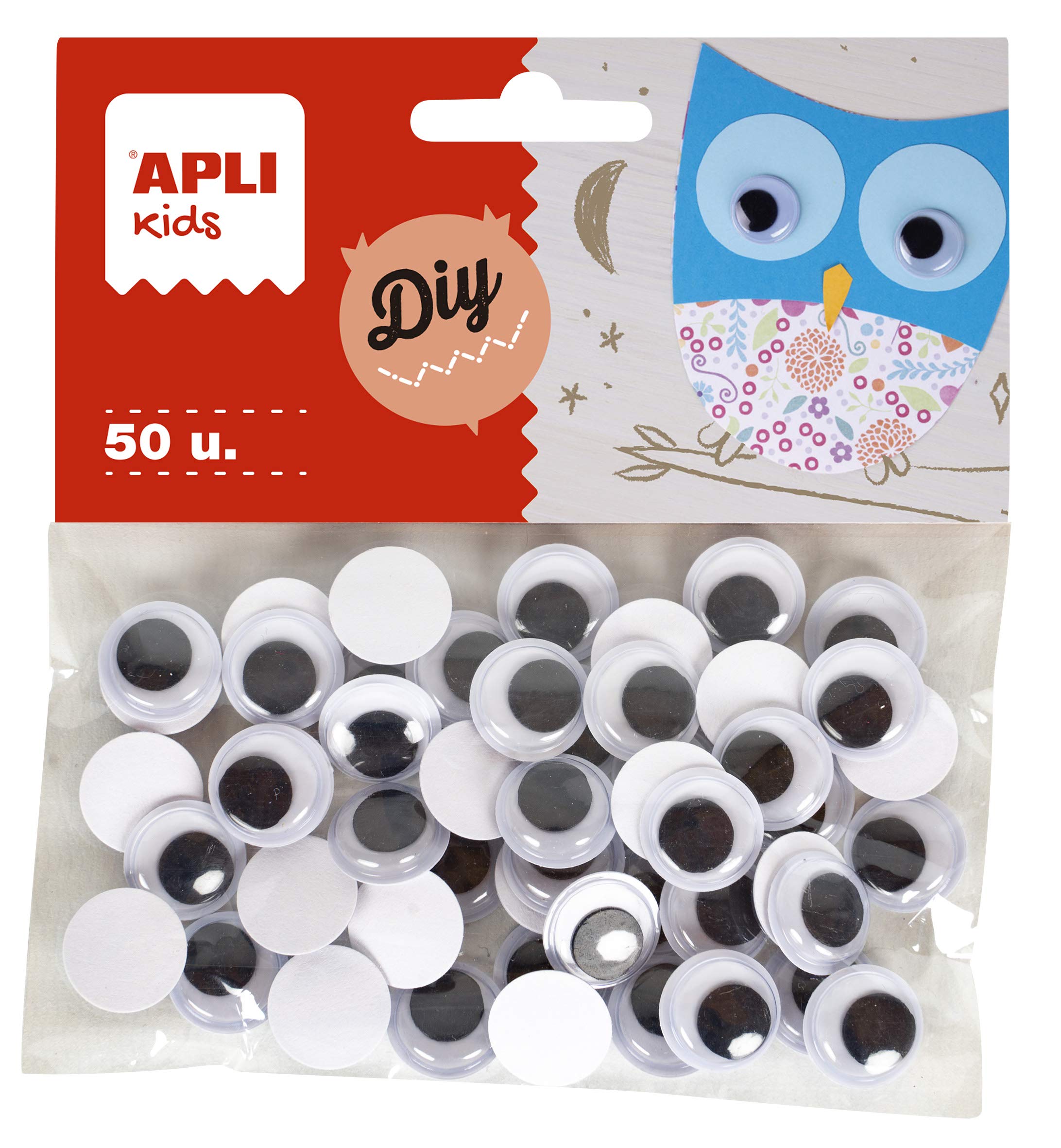 APLI Kids 18254 - Black mobile eyes bag ADH.RED.15mm 50 pcs