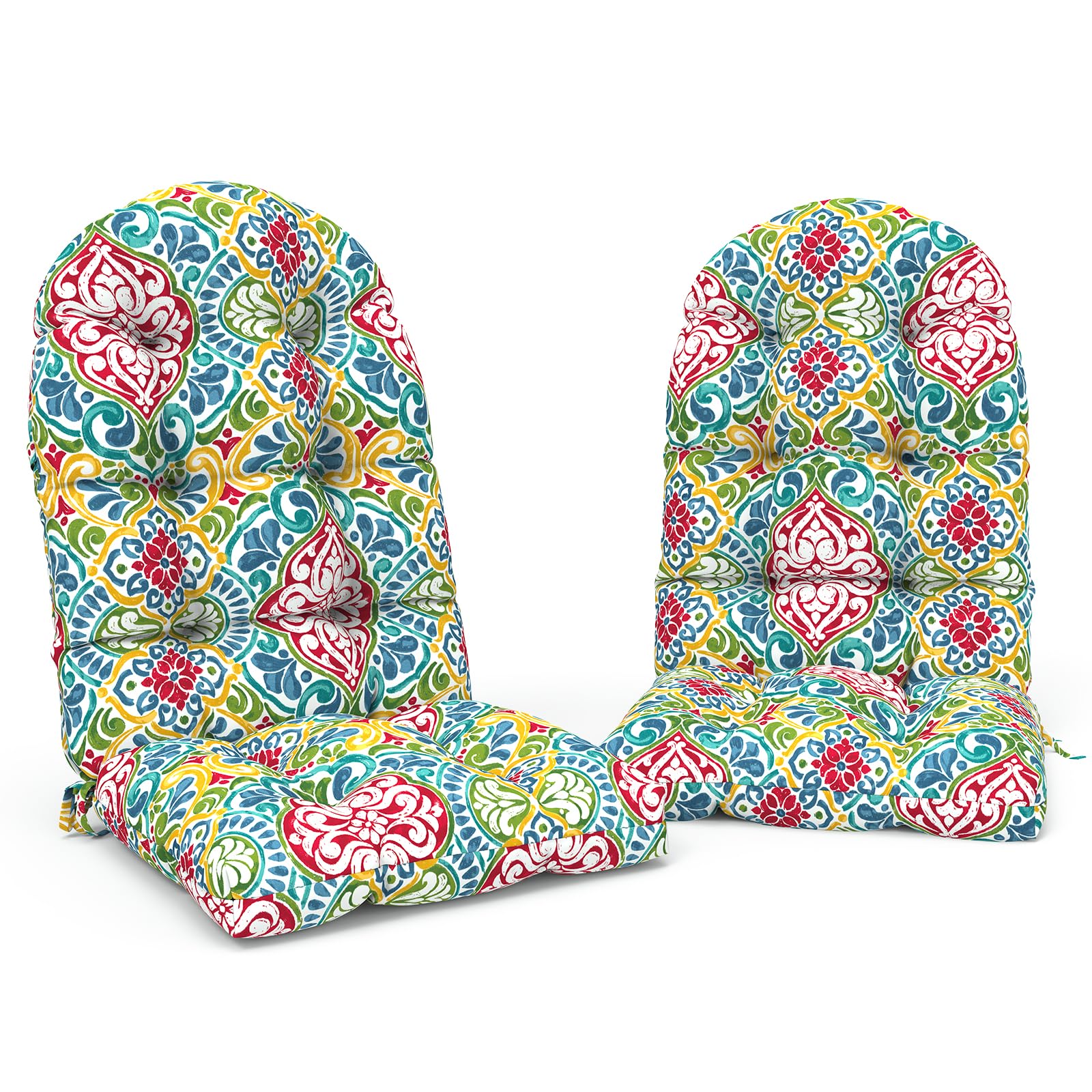 TWLEAR Indoor/Outdoor Adirondack Chair Cushions 44 x 19 x 4 Inch, Tufted Outdoor Rocking Chair Cushions, Anti-Slip High Back Patio Chair Cushion, Set