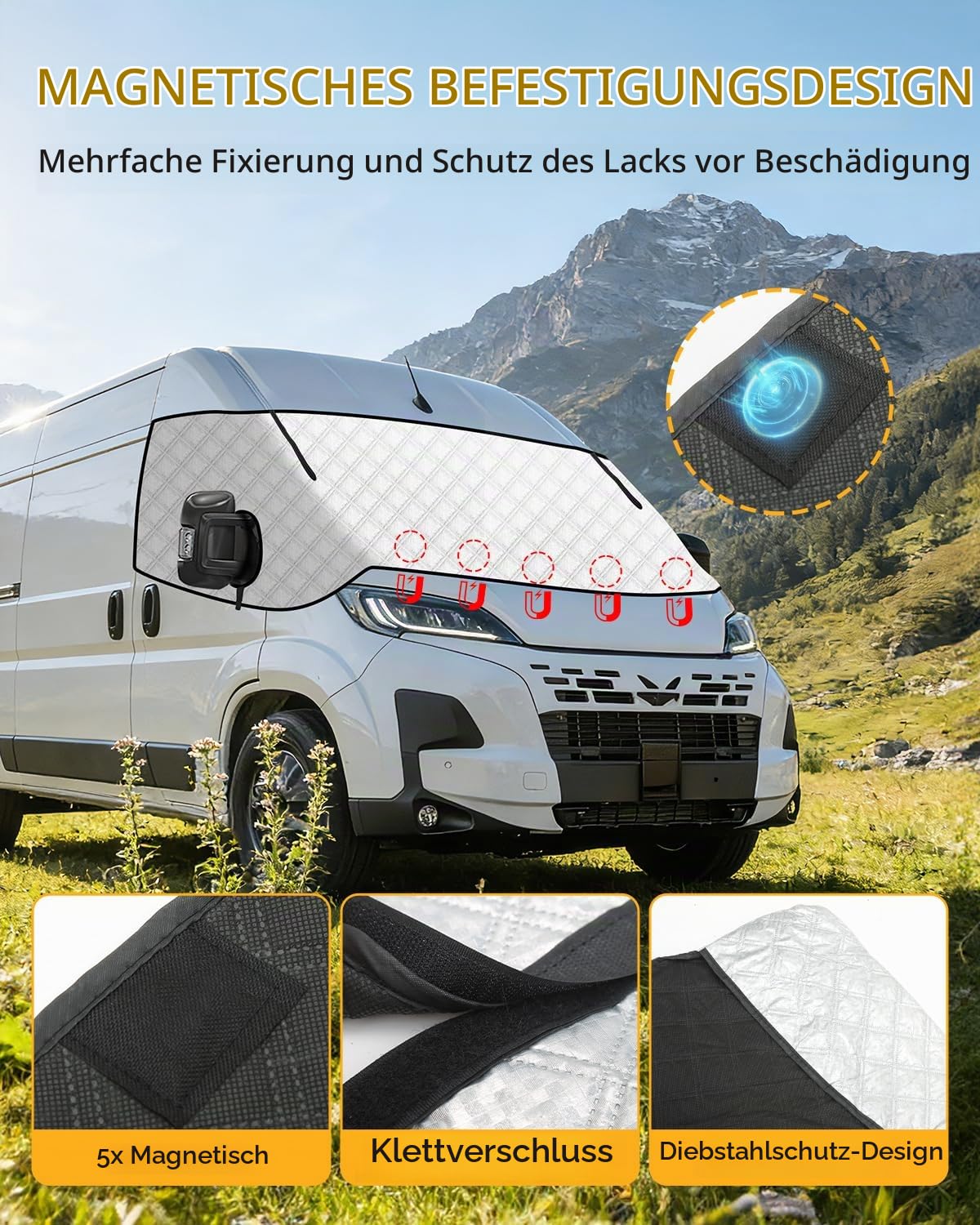 Frontscheibenabdeckung Wohnmobil Ducato Frontscheibenabdeckung Thermoschutz Abdeckung Ducato Mit Reißverschluss UV-Schutz Wasserdicht für P-eugeot Boxer C-itroen Relay X250/290