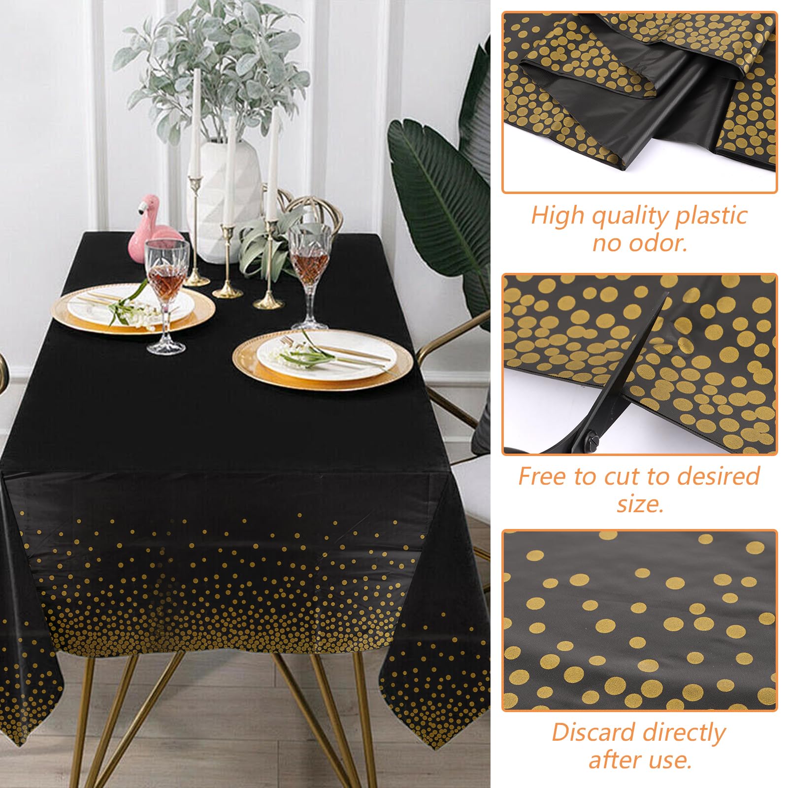 Einweg-Tischdecke 70. Geburtstag – 3 Stück, 137x274 Cm, Schwarz-gold Mit Party-Motiven Für Feiern Einweg-Tischdecke 70. Geburtstag – 3 Stück, 137x274 Cm, Schwarz-gold Mit Party-Motiven Für Feiern