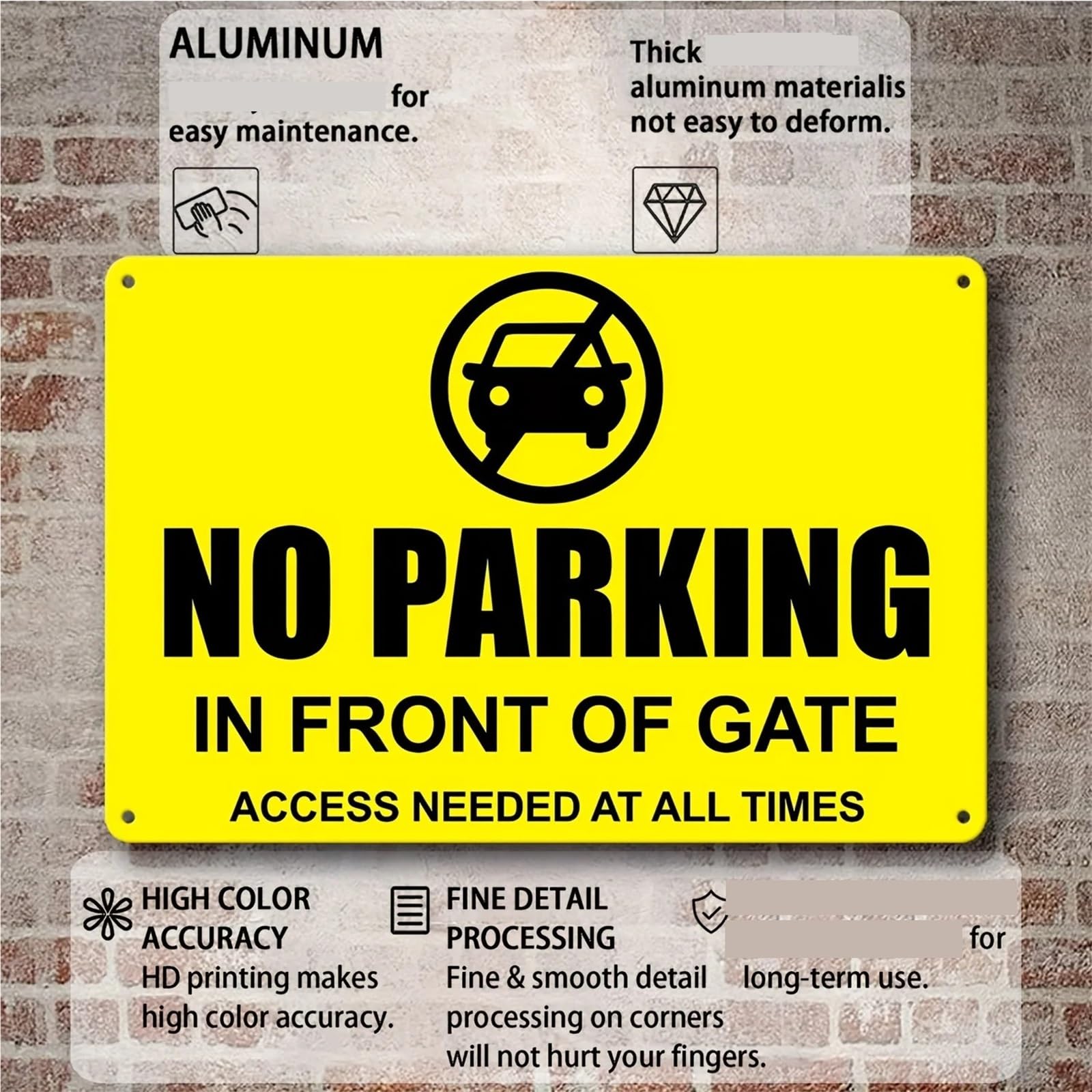 Letrero de Metal "No Parking In Front Of Gate", aviso Ideal for uso en exteriores, advertencia, decoración granja para Exteriores(STYLE 4,40x30cm-Aluminum)