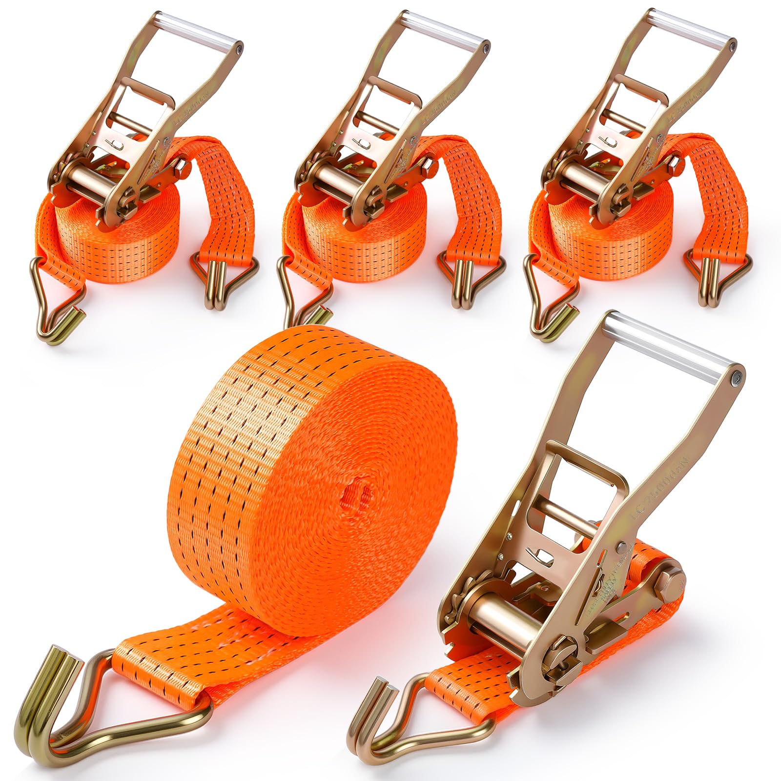Snapklik.com : 4Pack Ratchet Straps Heavy Duty-2 Inch X 20 Feet(7,500lb ...