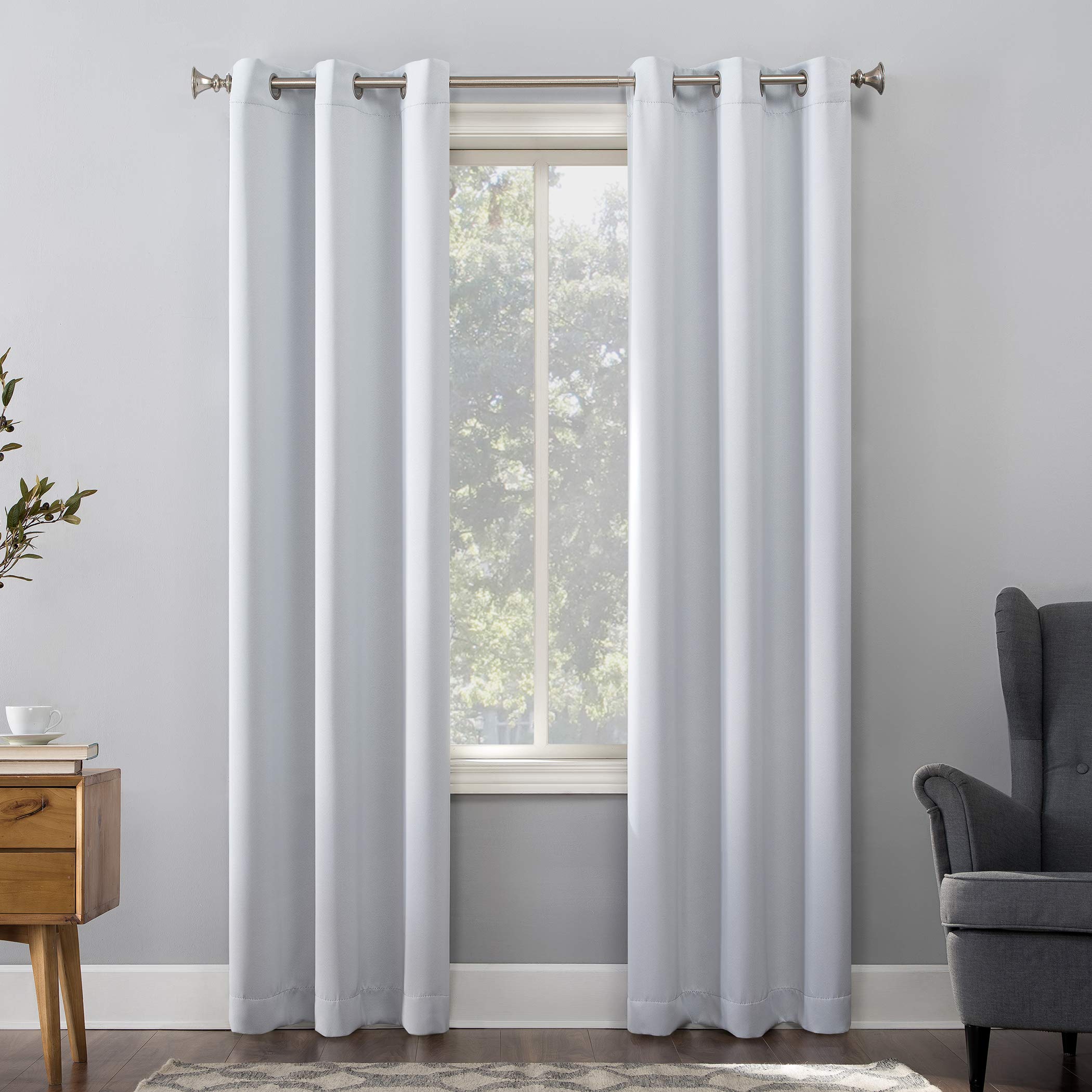 Sun Zero Easton Energy Saving Blackout Grommet Curtain Panel, 40" x 54", Dove White, W 40" x L 54" (1 Panels)