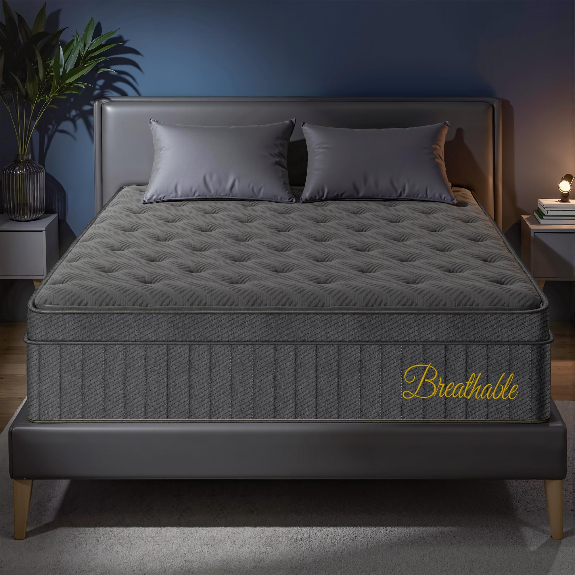 UNZIPE King Size Mattress 12 Inch, Hybrid King Mattress in a Box, Gel Memory Foam and Individual Pocket Springs, Edge Support, Medium Firm Feel,