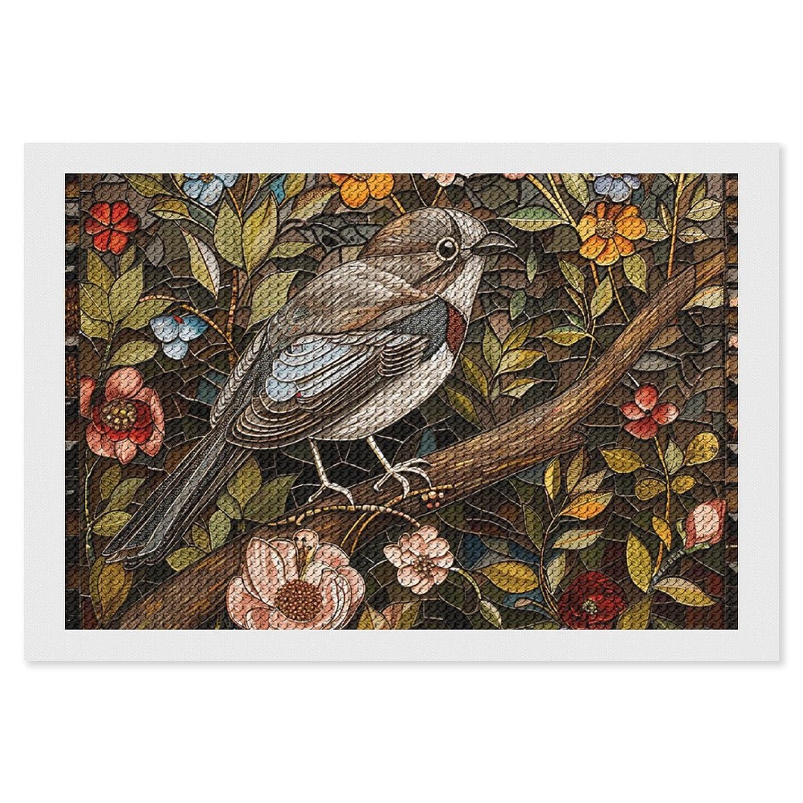 Bird Perched on Branch Diamond Art Kits for Adults, DIY 5D Diamonds Painting Kits for Beginner, Round Full Drill Diamond Dots Painting, 8"x12" Diamonds Pictures Gem Art and Crafts Wall Decor