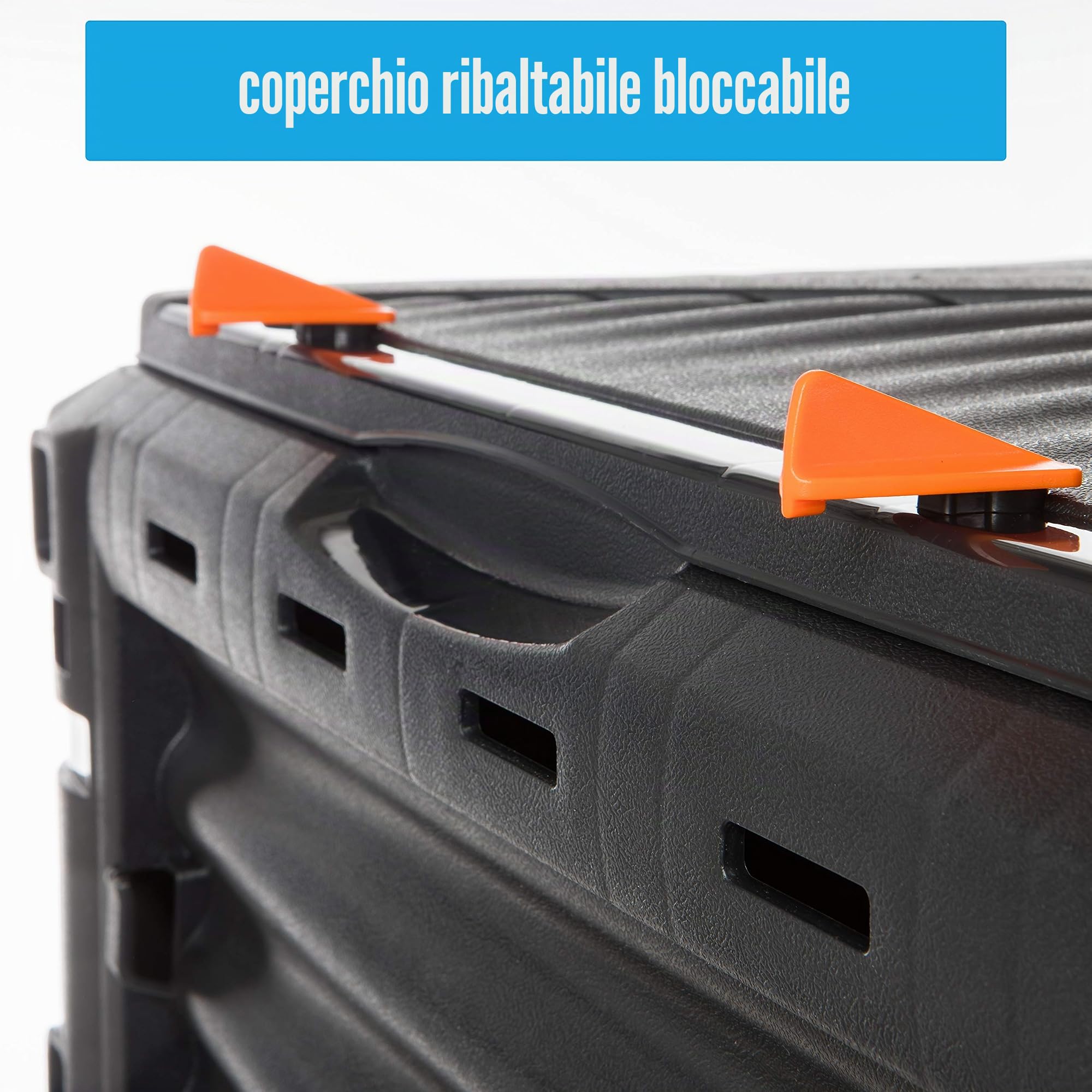 Compostiera modello Eco, compostiera rapida in plastica resistente, con coperchio ribaltabile, 300 litri (H83 x 61 x P61 cm), compostiera termica per rifiuti da giardino e cucina compost, 100%