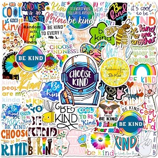 50Pcs Be Kind Stickers Pack, Inspirational Quote, Motivational Saying Aesthetic Decal | Vinyl Waterproof Kindness Stickers for Water Bottle,Laptop,Phone,Scrapbook,Journal Gifts for Kids Teens Adults(Be kind)