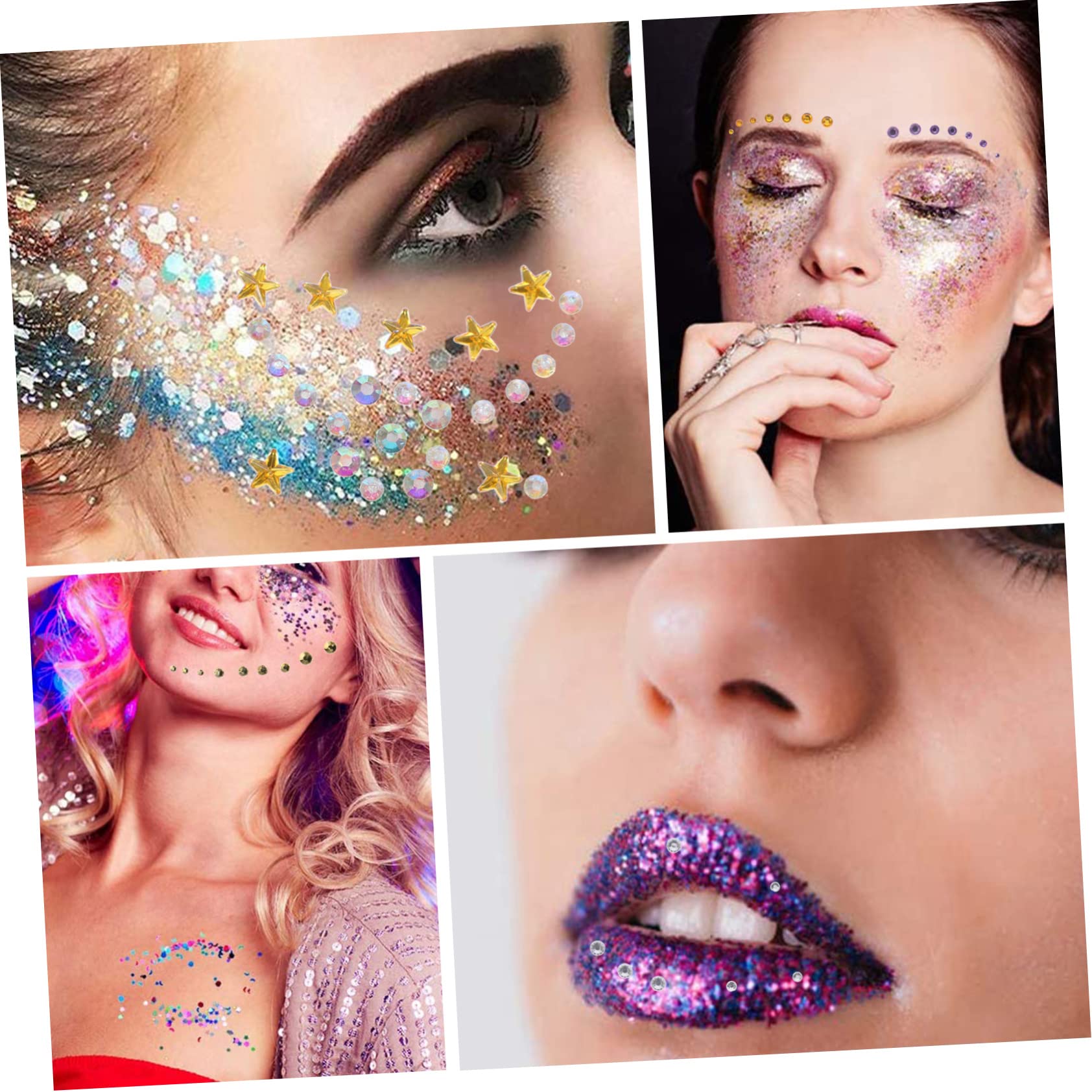 Healeved 28juegos Pegatinas De Gemas Faciales Autoadhesivas Para Maquillaje De Joyas De Festival Para Halloween y Cosplay Brillantes y Coloridas Para Fiestas y Eventos Especiales