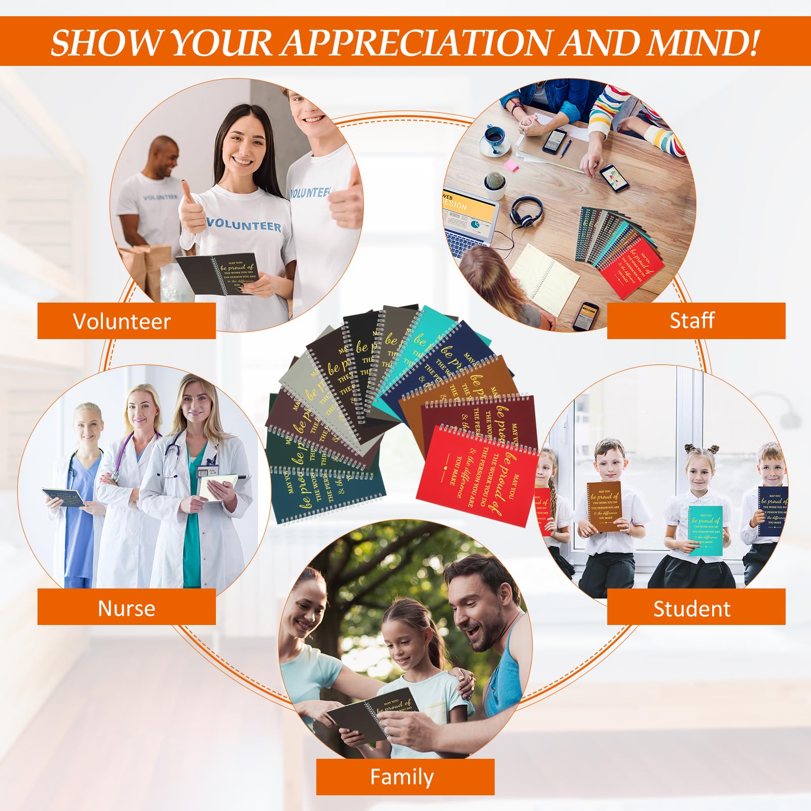 Kosiz - 20 Cuadernos De Piel A5 Inspiradores A Granel Con Bolígrafos Motivacionales Para Profesores, Enfermeras, Compañeros De Trabajo, Personal Voluntario, Equipo De Agradecimiento, Regalos De