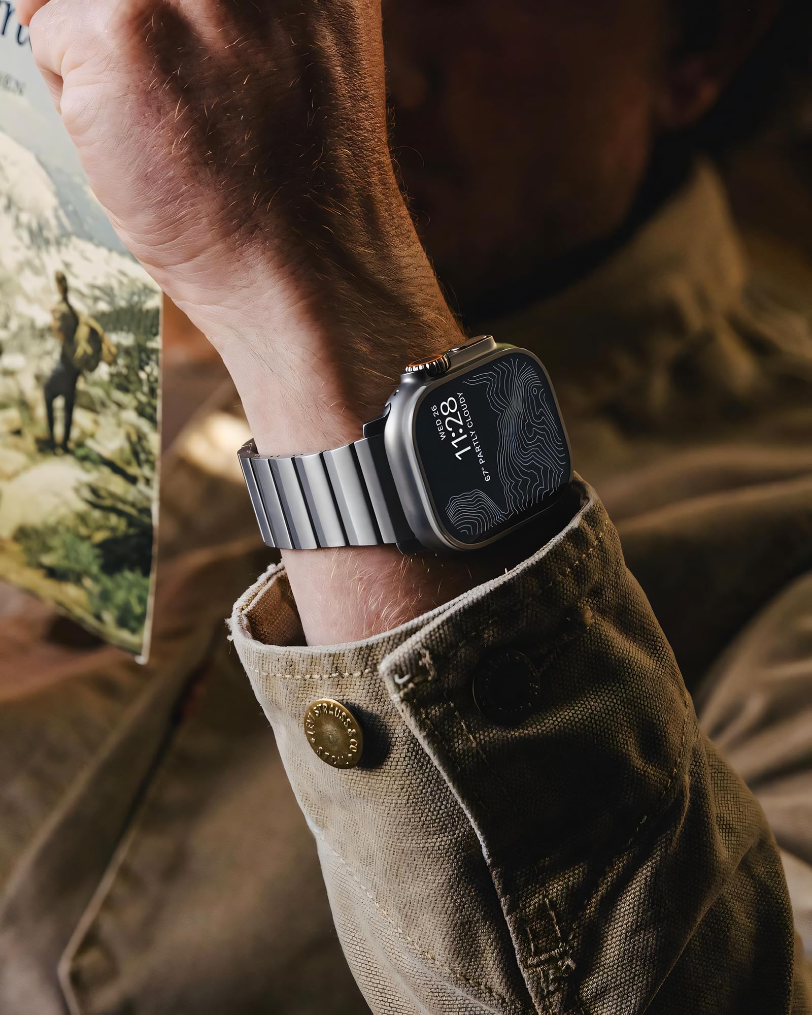 Bracelet en titane compatible avec l'Apple Watch 49mm 45mm 44mm 42mm,pour iWatch Ultra/Ultra 2 Series 9 8 7 6 5 4 SE 3 2 1