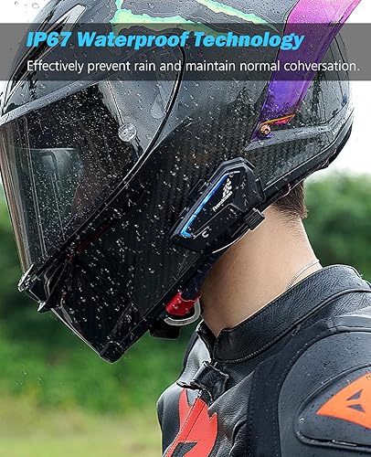 Miniatura 7 de FreedConn Auriculares Bluetooth para motocicleta, FX 2-10, intercomunicador de 4,921.3 ft, sistema de comunicación de motocicleta, intercomunicador