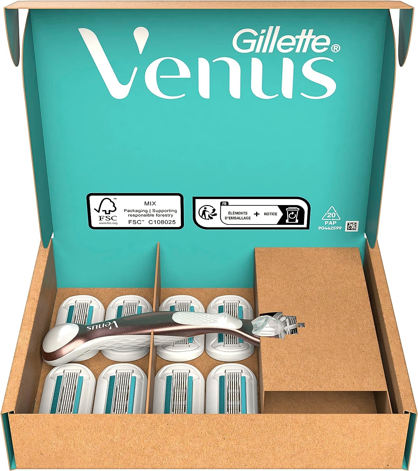Gillette Satin Care Intimpflege Rasiergel Damen (200 ml), Gel Aloe Vera und Venus Deluxe Smooth Sensitive Rasierer Damen, Damenrasierer + 9 Rasierklingen mit 5-fach Klinge, Geschenk für Frauen