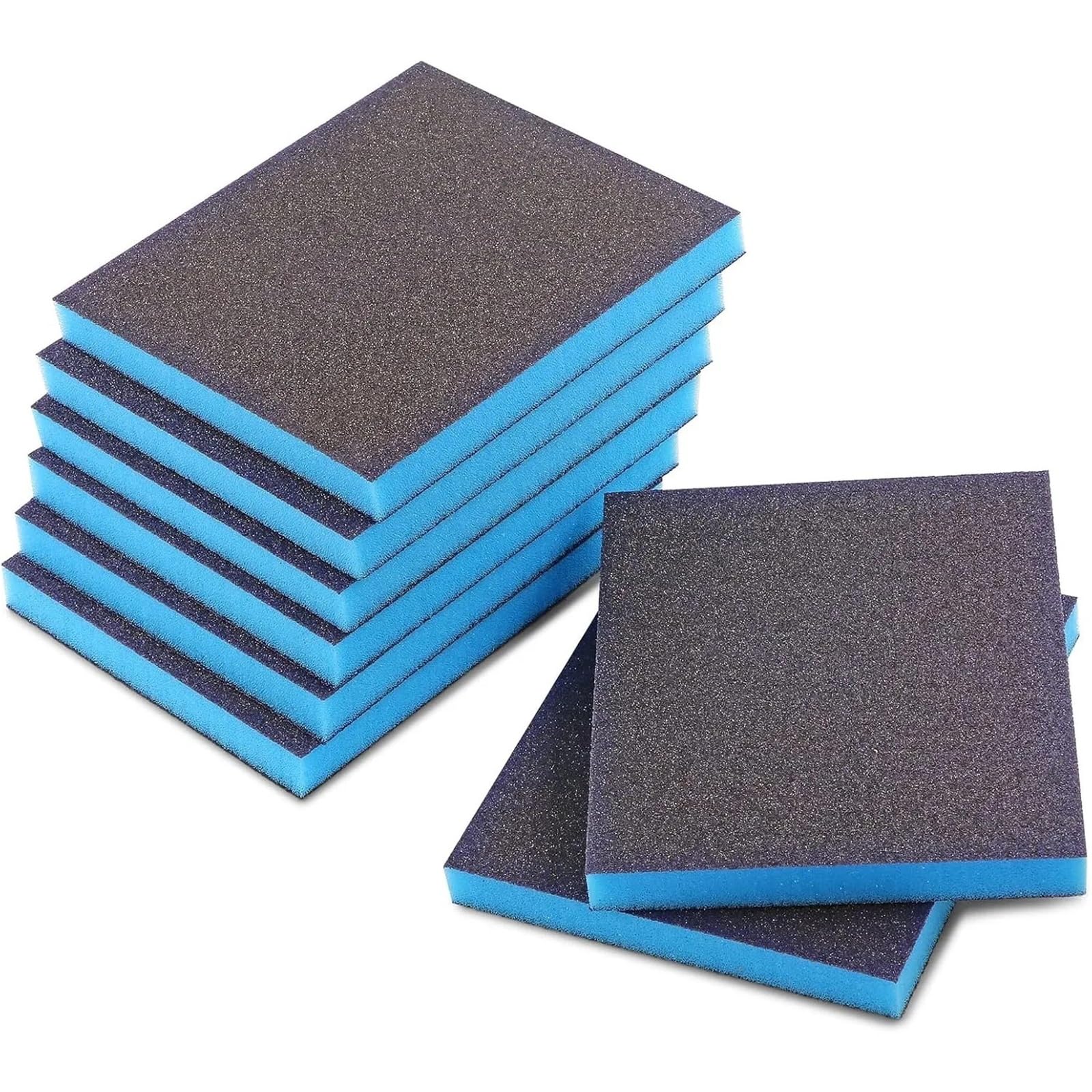 Lija Madera Paquete de 8 esponjas de Lijado de Doble Cara, Bloques húmedos y Secos 60-320#, Surtido Lavable for Madera Curvada, Pintura, Paneles de Yeso, Metal(8pcs-100 Grits)