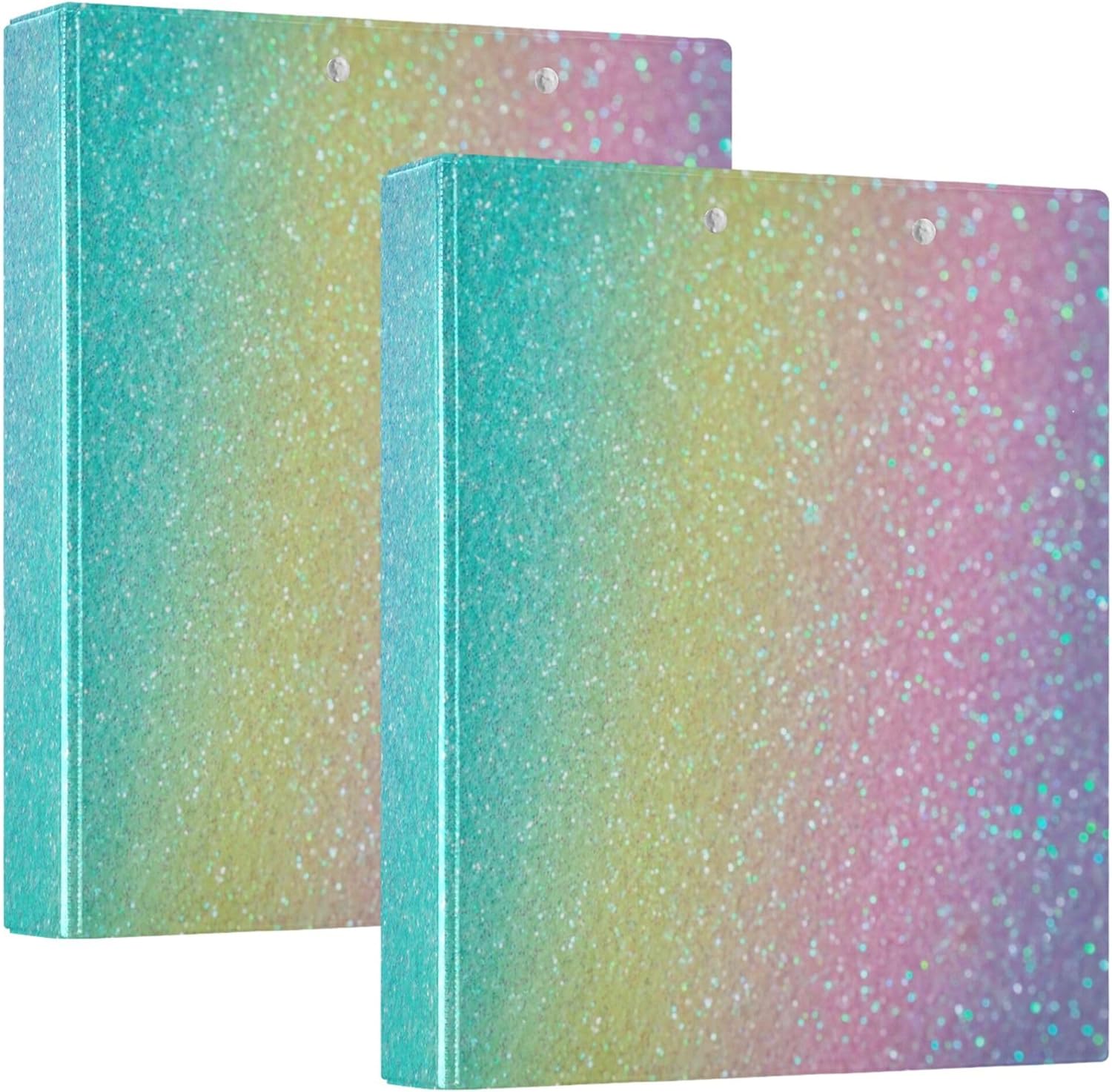 1-1/2 Inch Notebook Binders 3-Rings Binder with Pocket Cover 1/2 Pack Assorted Binders 200 Sheets Iridescent Rainbow Glitter Gradient Stock
