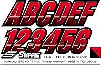 Vista 5 de STIFFIE Techtron Rojo/Negro 3" Barco & PWC Adhesivos de Registro • Etiquetas Adhesivas Letras Números