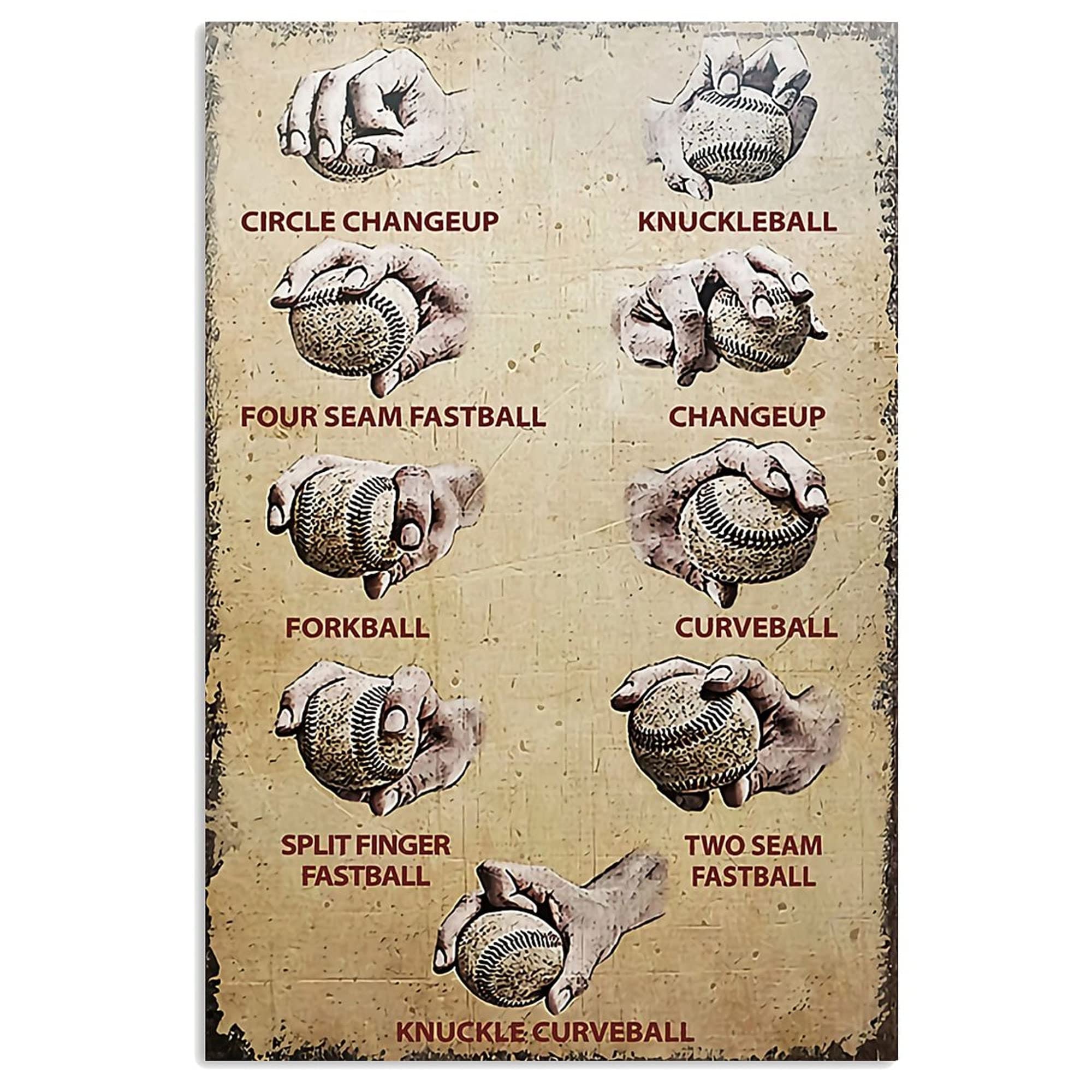 Baseball Knuckle Curveball Vertical Poster Poster Awesome Baseball Poster Baseball Lover Sport Lover Baseball Wall Art Classroom Chart Metal Tin Sign School Metal Tin Signs 6x8 Inch