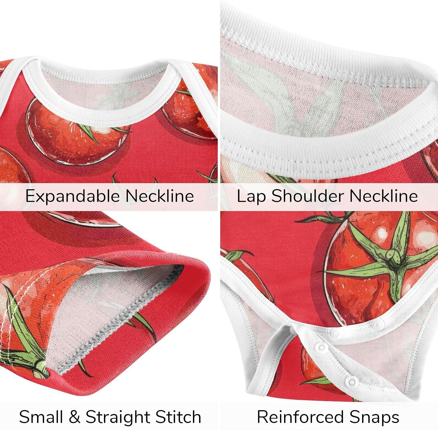 vvfelixl Baby Clothes Fresh Tomatoes Baby Bodysuits Set Unisex Short Sleeve Babys Pants Sets 0-3M