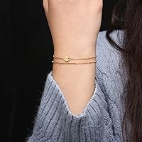 Vista 7 de Pulsera de letras con cuentas personalizada de 26 discos del alfabeto para niñas, chapada en oro de 14 quilates