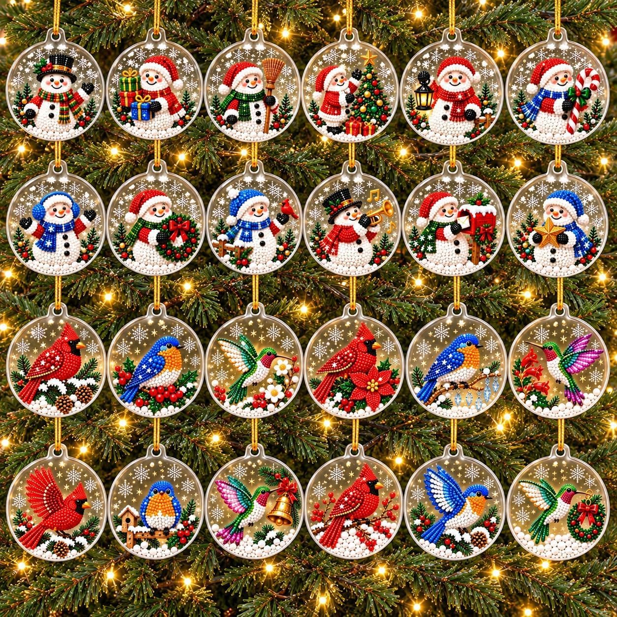 24PCS Diamond Art Christmas Baubles, DIY Pearl Diamond Art Kits,#E — image 1
