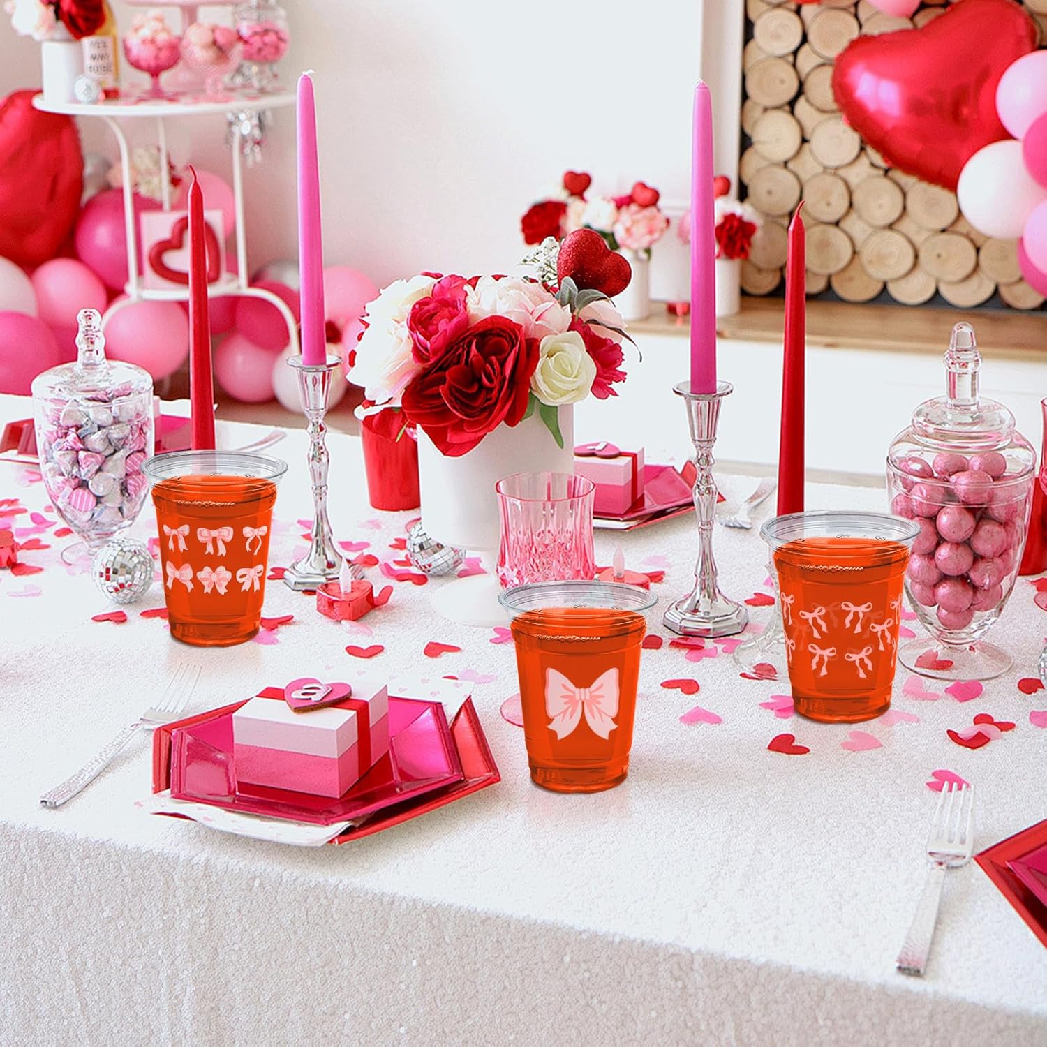 150 Pack Pink Bow Party Plastic Cups 12 oz Coquette Bow Disposable Drinking Cups for Bachelorette Bridal Shower Birthday Party Decorations - Image 3