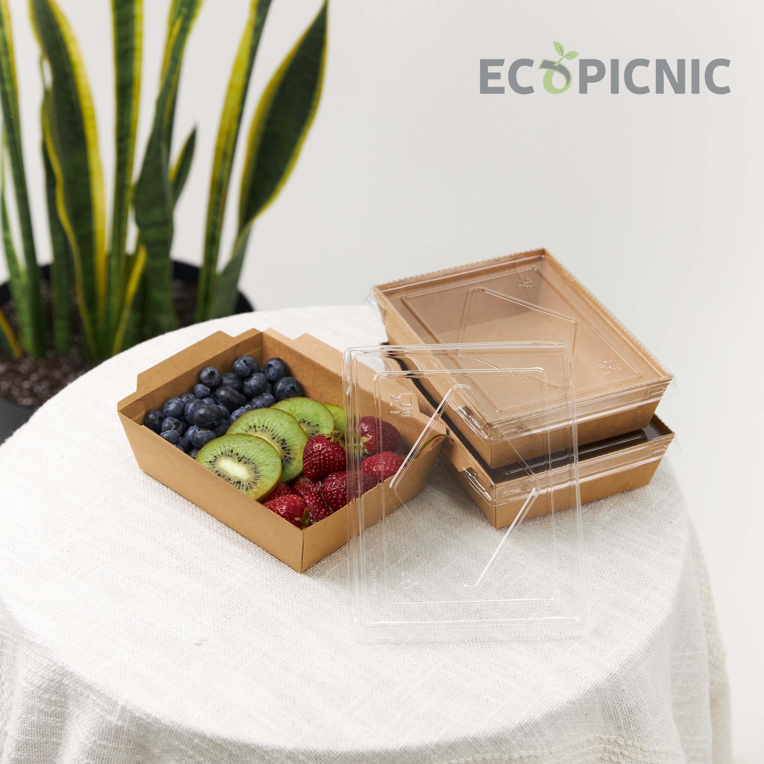 Lanchbox in Carta Kraft con Coperchio Trasparente 1200 ml - Confezione da 200 Pezzi | Scatole per Alimenti da Asporto, Contenitori Monouso per Cibo, Scatole Ecologiche