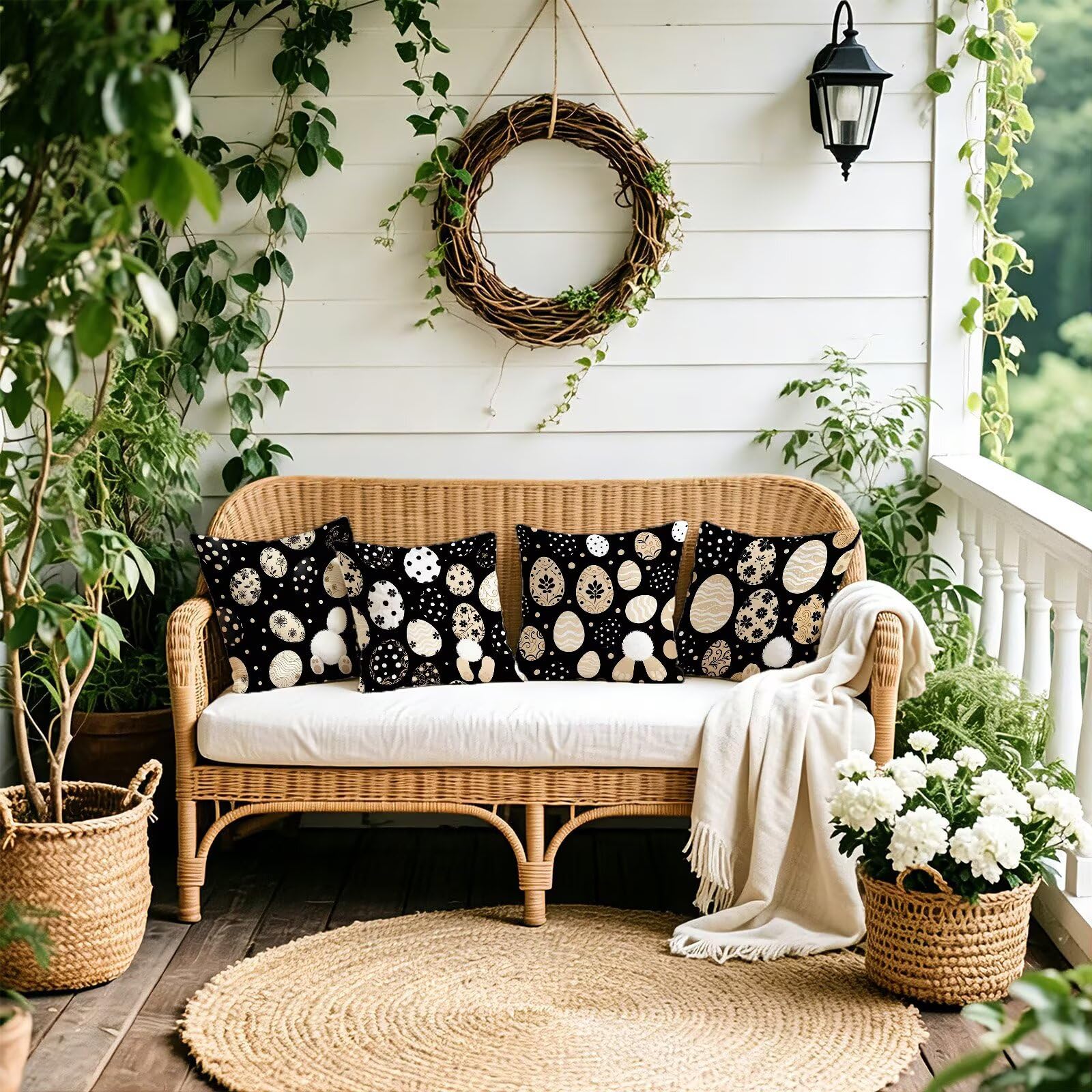 Nero Federe Cuscini Divano 40x40cm, Cuscini da Esterno Set de 4, Cod-125 | Velour Copricuscini Decorativi Letto Arredo, per Letto, Soggiorno, Giardino, Esterno, Casa Decorazione Set di 4 Animale