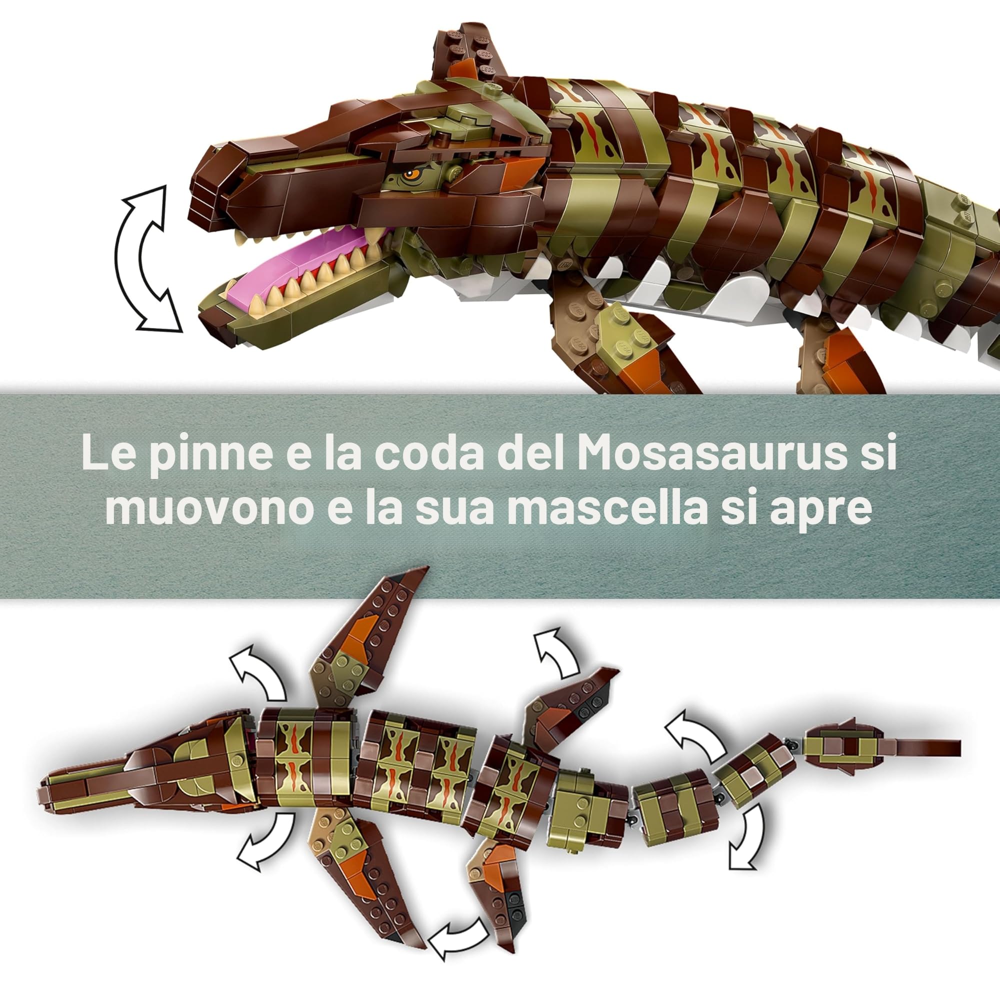 Lego Jurassic World Mosasaurier: la missione in barca – 76974 Lego Mosasaurier con sacchetto regalo, Jurassic Set dinosauri a partire dagli 8 anni – Novità 2025