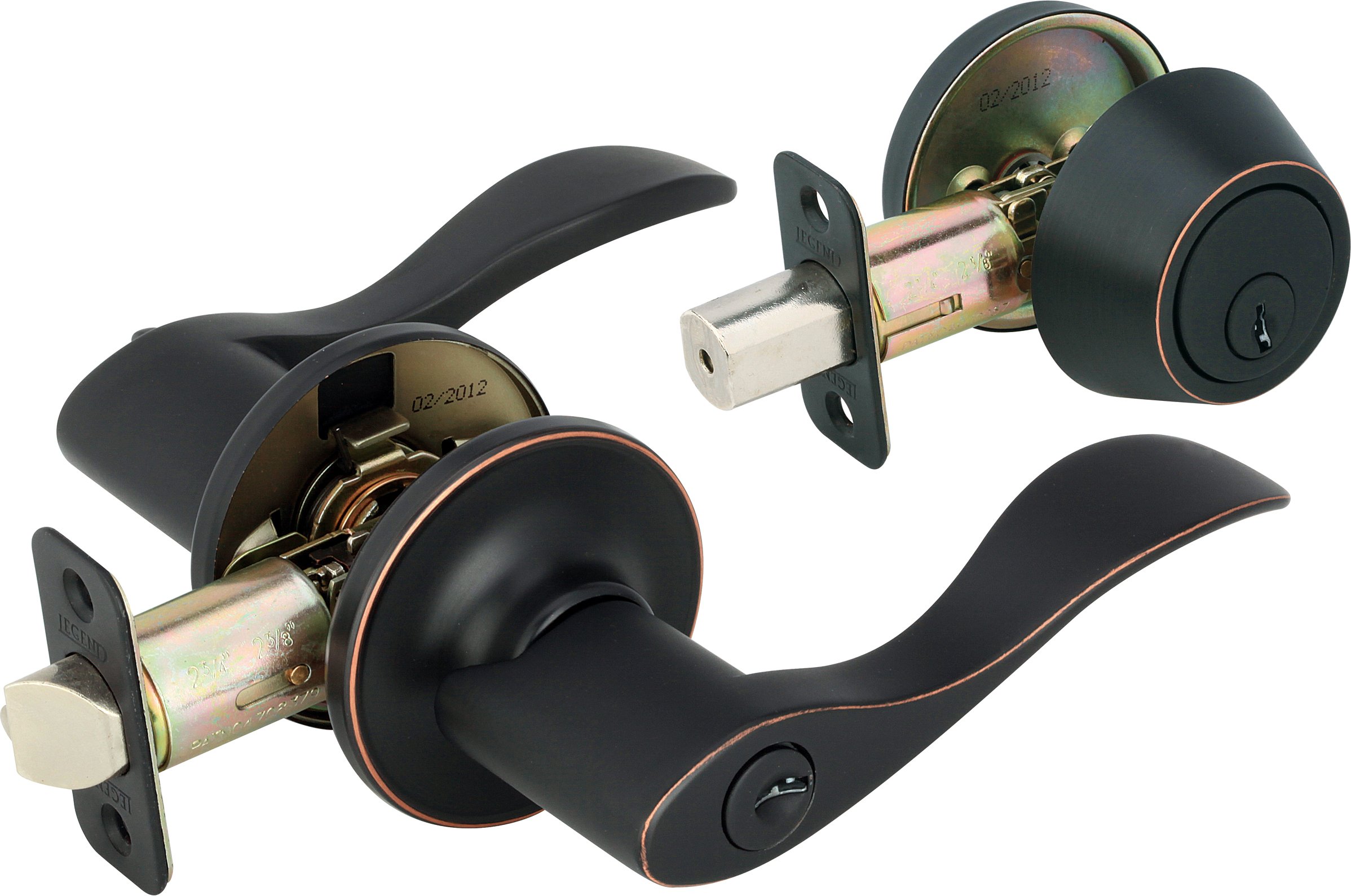 Legend 809128 Legend Decorative Lever Deadbolt Combo Set Adj Bs Kw1 Bronze