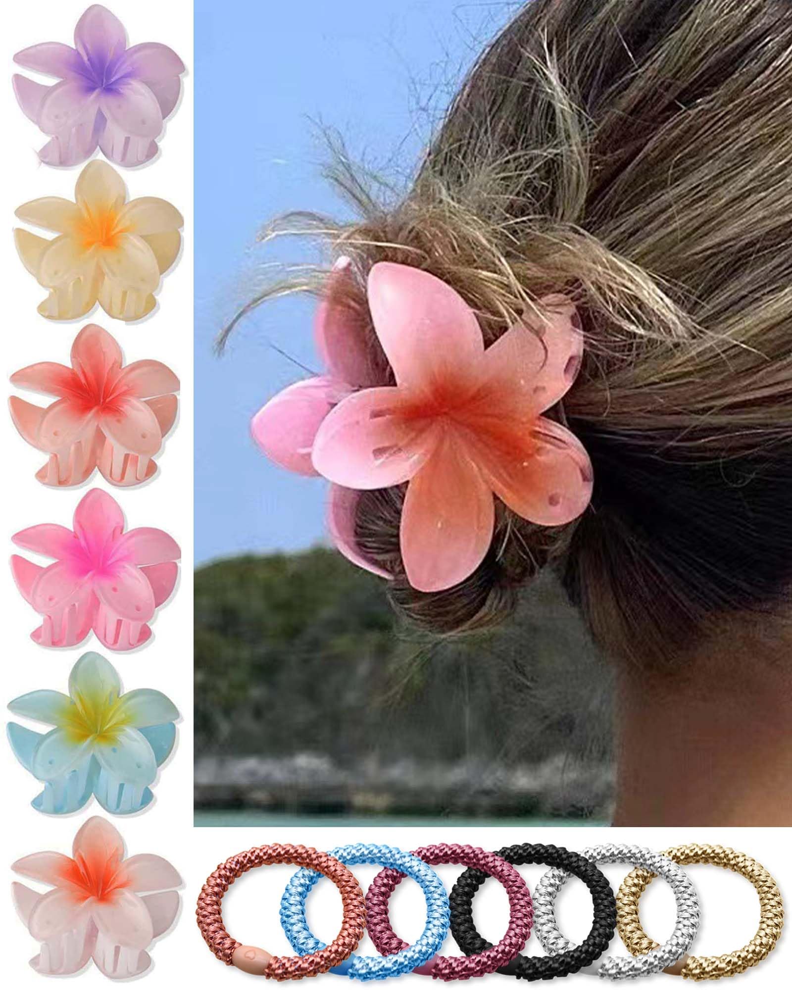 JEJA Pinzas Pelo Grandes, Pinzas for el Pelo Forma Flor, Antideslizantes, para Mujer, Niña, 6 Piezas
