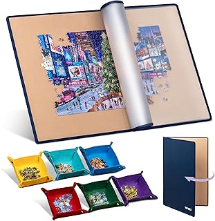 Comprar Tektalk Tablero de rompecabezas plegable con 6 bandejas de clasificación de colores, tapete portátil con cubierta a prueba de polvo para almacenamiento de rompecabezas, superficie antideslizante