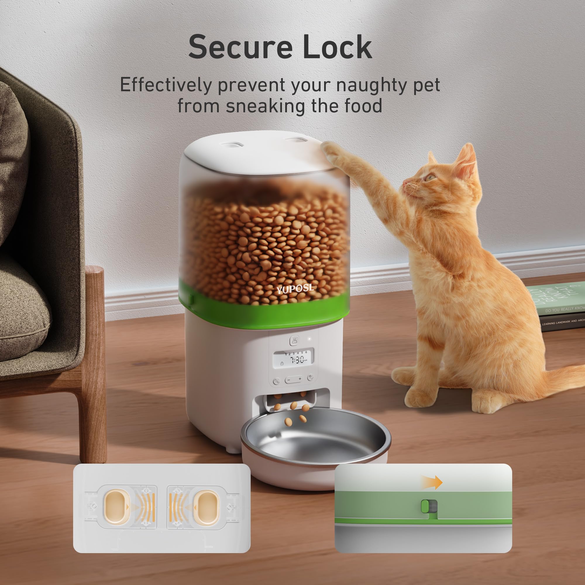 Automatic Cat Feeder - 4L Timed Auto Pet Feeder for Cat and Dog with Dry Food Dispenser, 180-day Battery Life, 1-6 Meals Per Day, 1-16 Portion, Desiccant Bag Keeps Food Fresh view 7