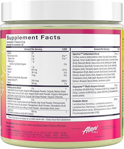 Miniatura 2 de Alani Nu Super Greens Powder, suplemento de alimentos integrales de superalimentos y verduras orgánicas, 30 porciones