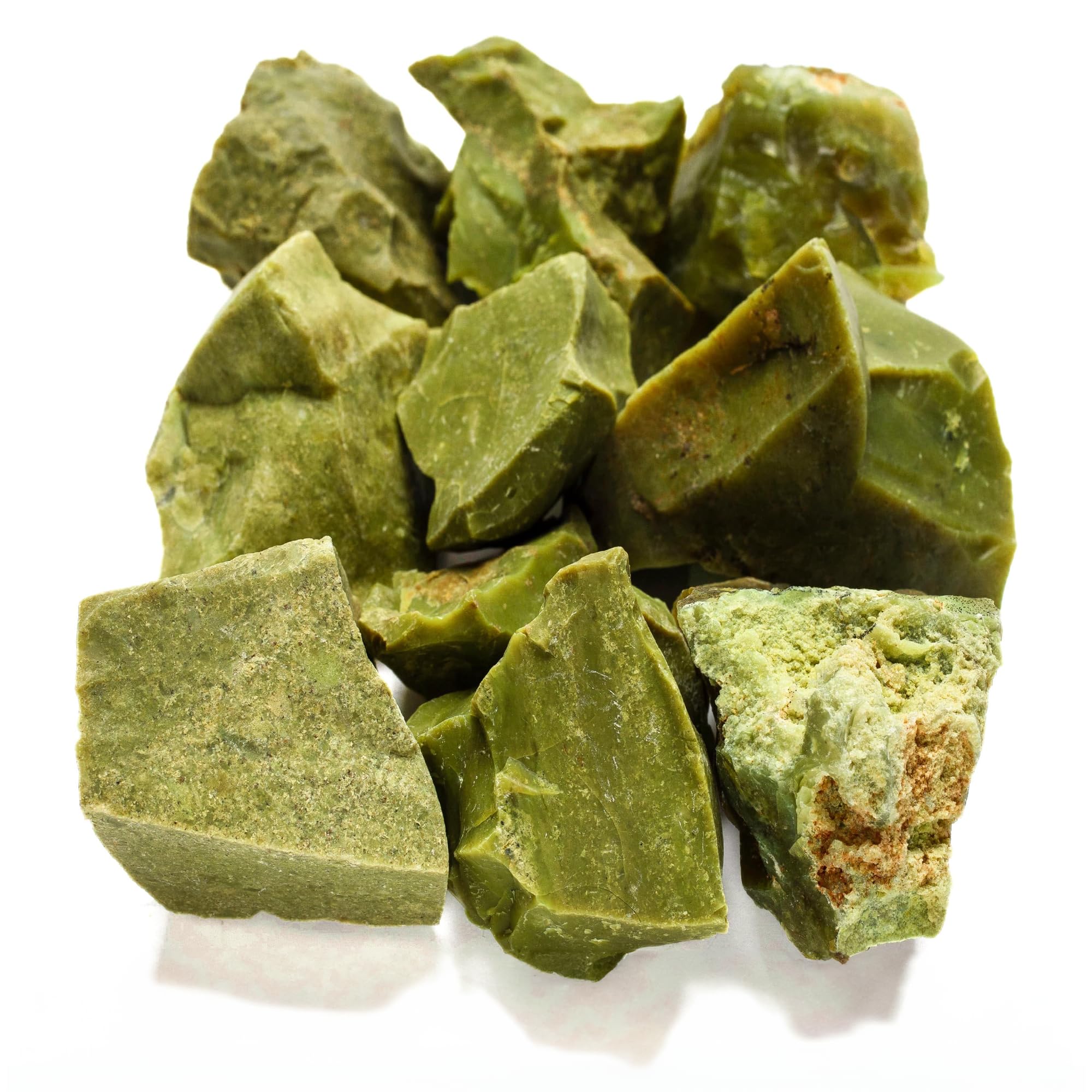 Rough Green Opal 10 Stone Bulk Bundle with Healing & Calming Effects - AAA Grade High Energy Raw Opalo Verde - Reiki Crystal Used for Rock Tumbling and Lapidary (Family Owned and Operated)