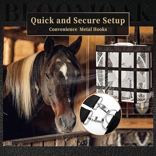 Miniatura 5 de Bloomoak - Soporte ajustable para ventilador para caballo, cobertura fresca para toda la casa, se adapta a ventiladores de 20 x 20 pulgadas, negro,
